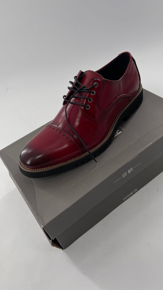 Stacy Adam’s Cherry Red Leather Oxfords with Cap Toe Detail (10)