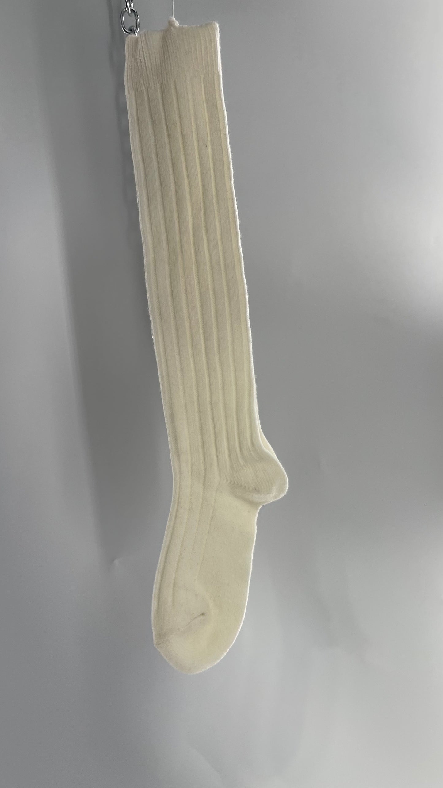 Free People Off White Ribbed Knee/Thigh High Socks