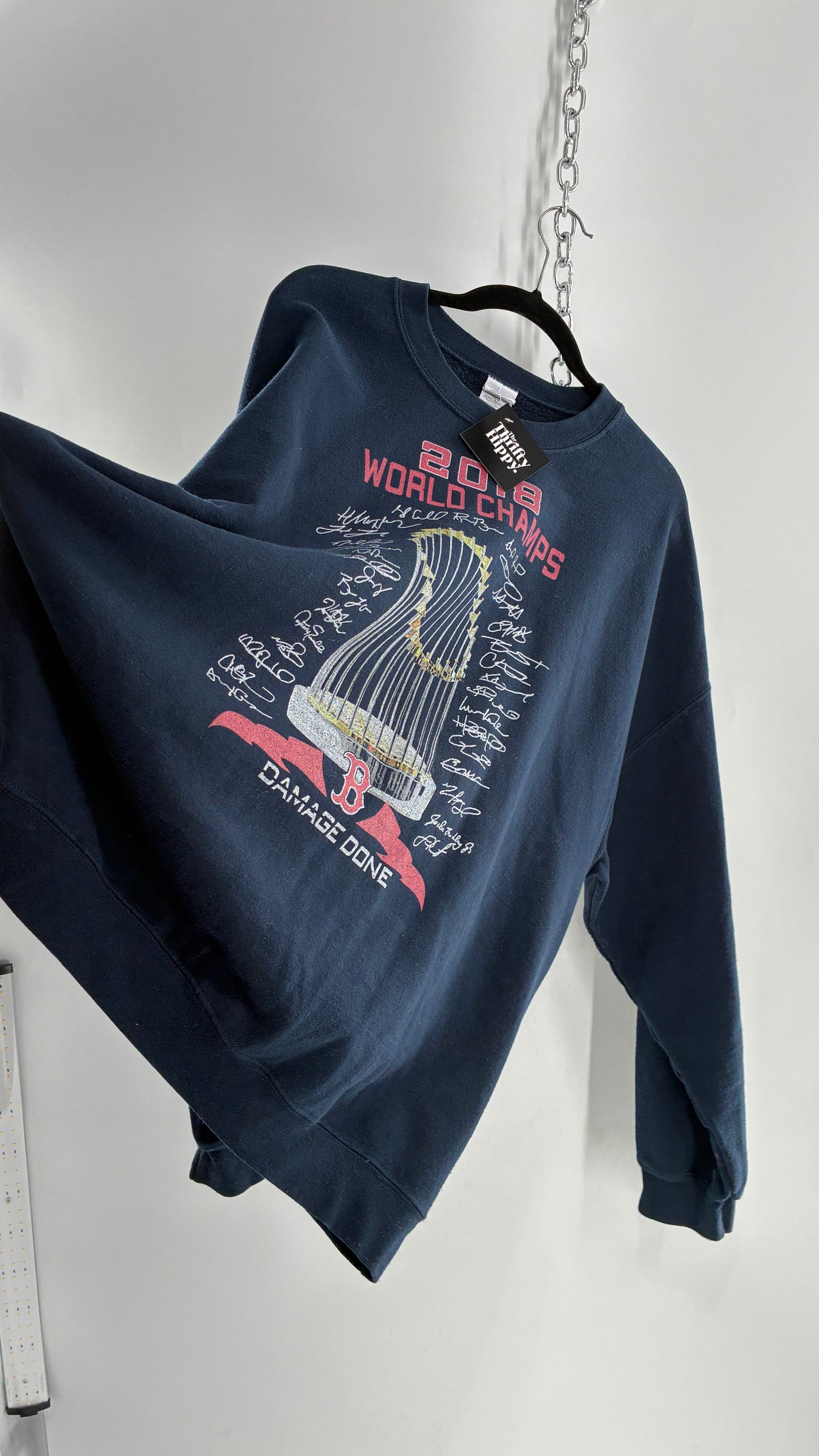 Boston Red Sox World Champs Navy Blue Crewneck Sweater (XXL)