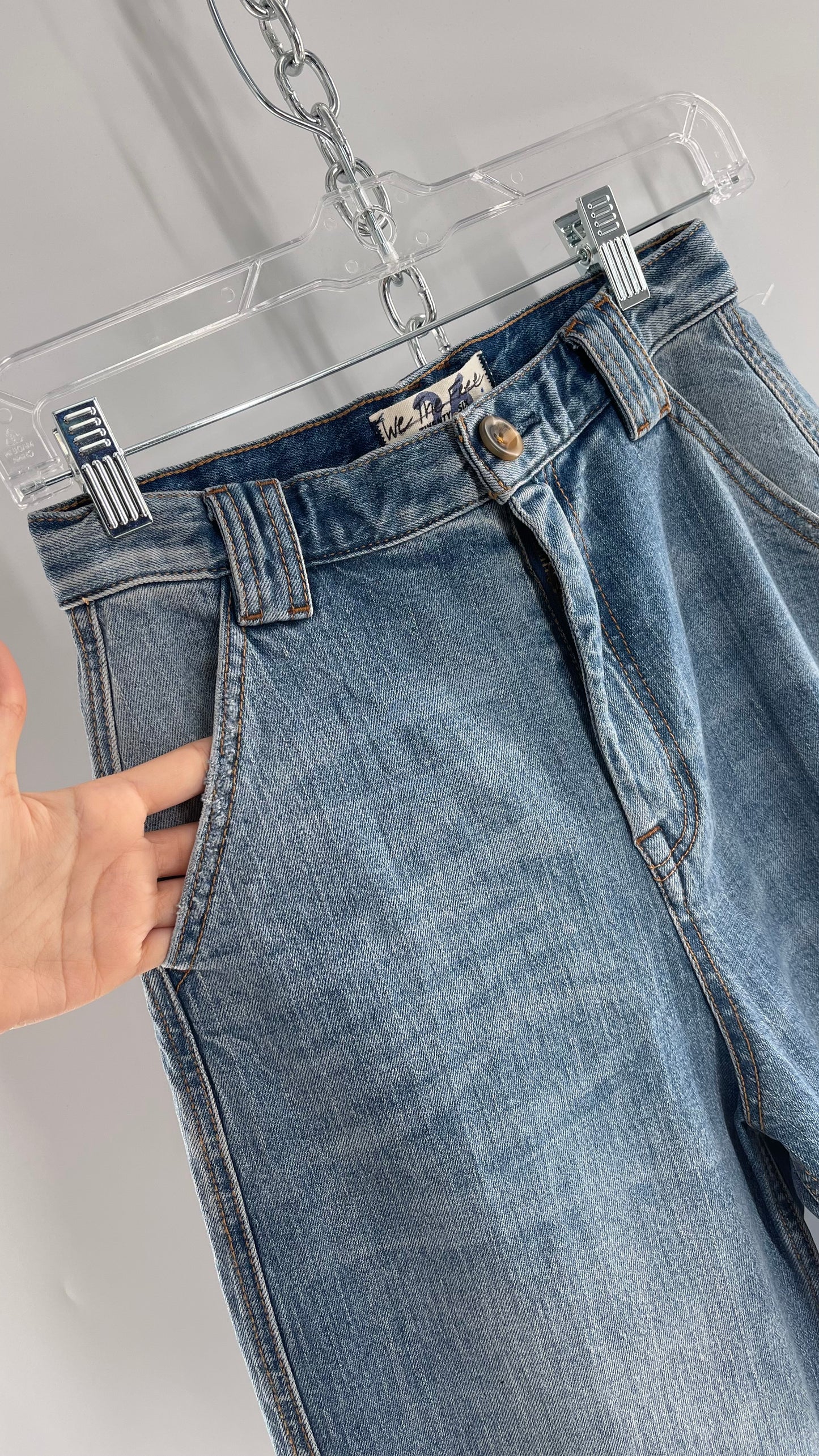 Free People Light Wash Wide Leg Slouchy Jeans (26)