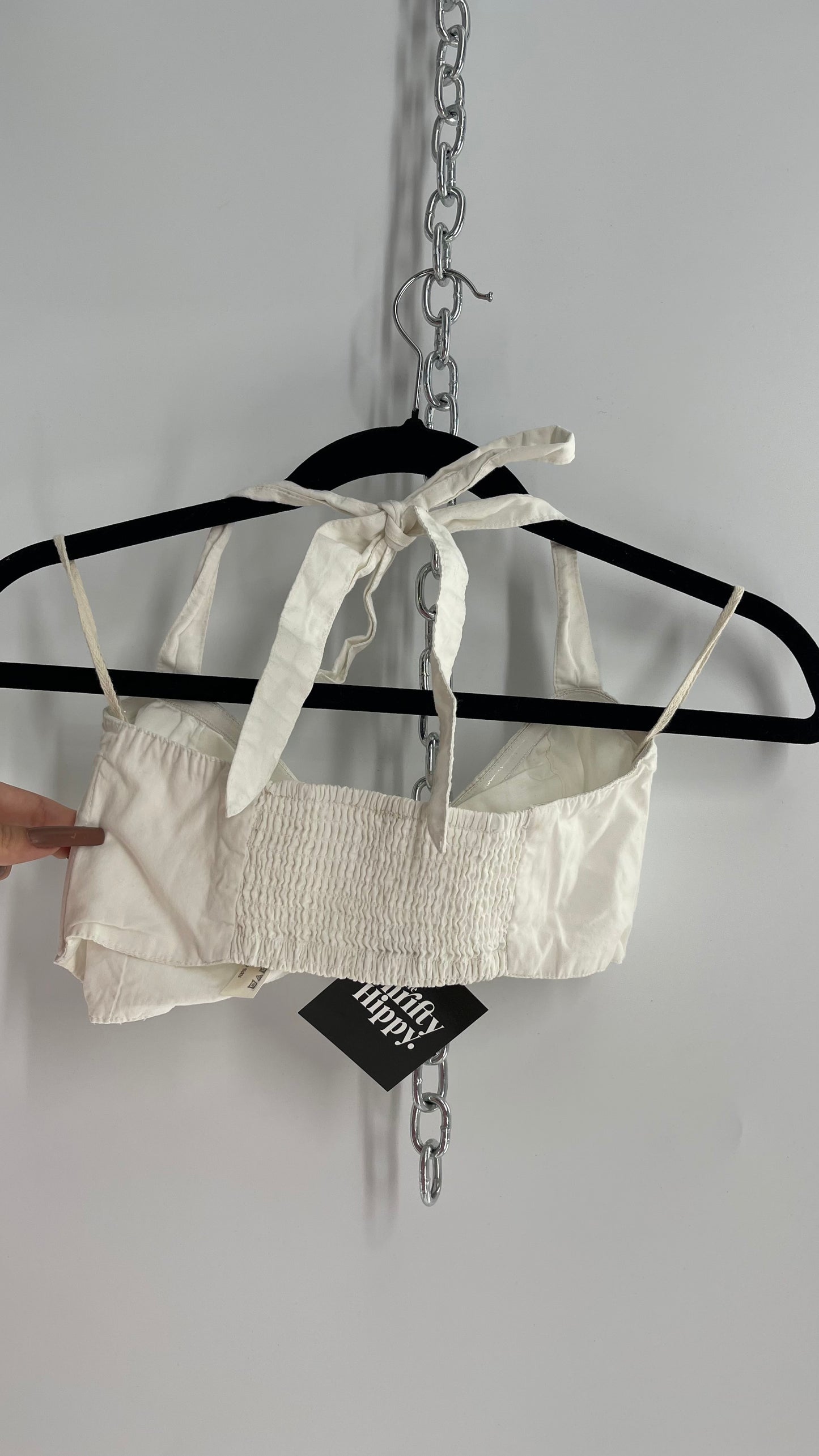 Free People Off White Tie Bust Halter Top (XS)