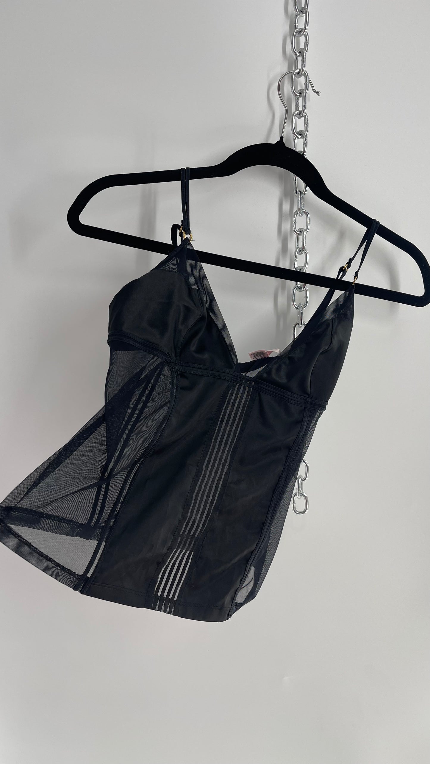 Victoria’s Secret Black Sheer Paneled Bustier Tank (Small)