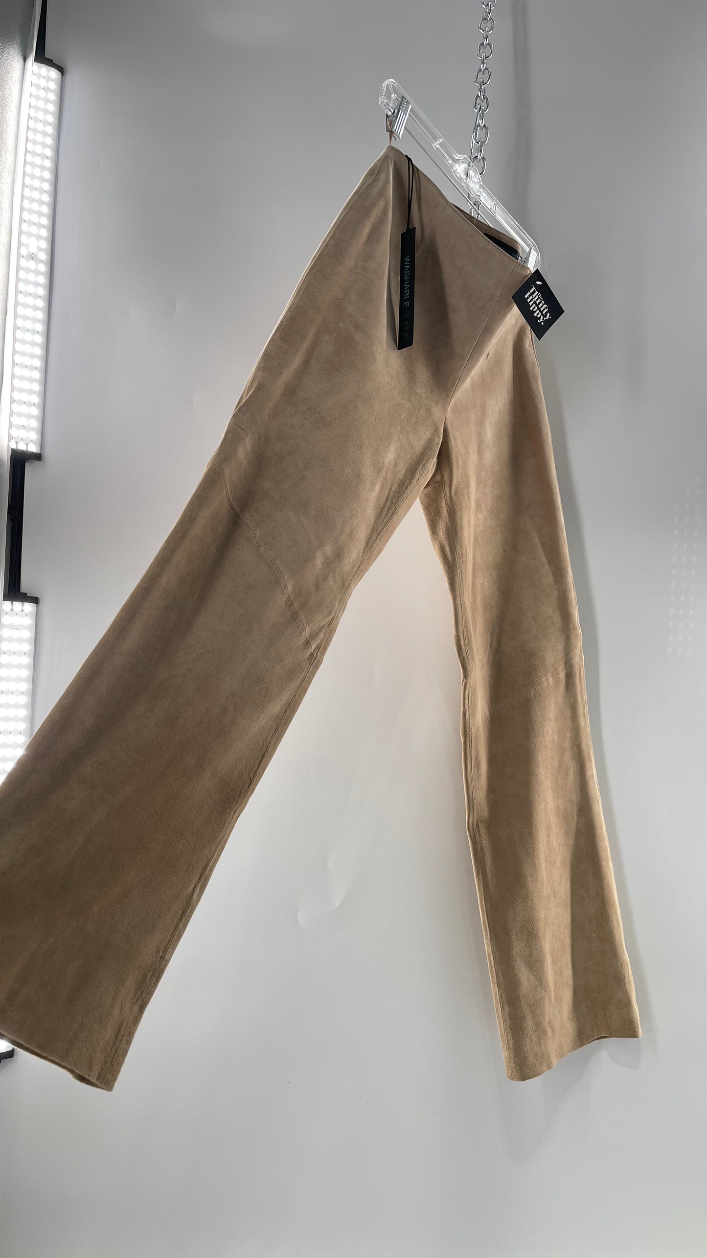 Deadstock Vintage Slouchy SienaStudio Oatmeal Tan Suede Pants (8)