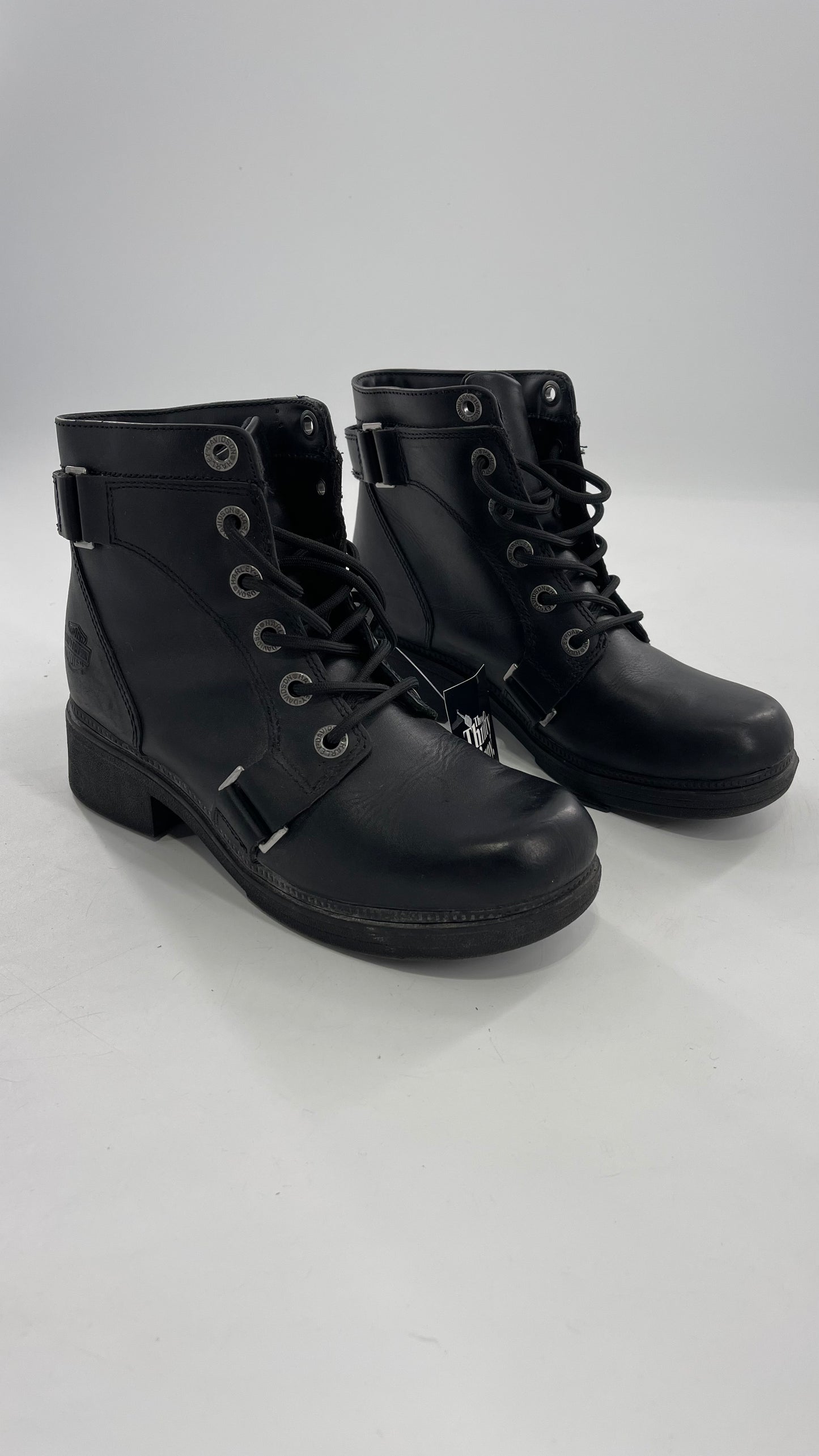 Harley Davidson Black Leather Combat Boots (8.5)