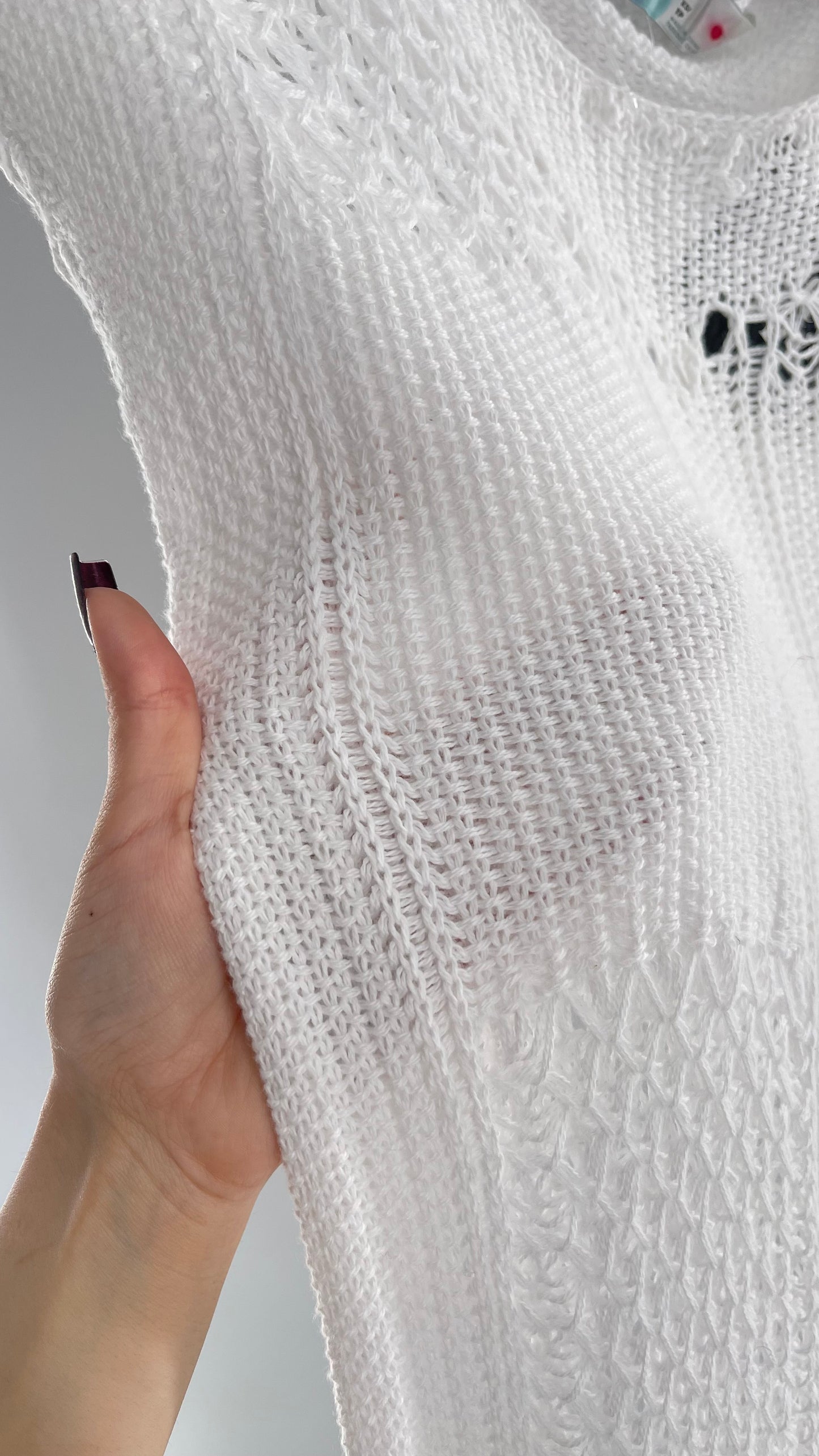 Free People White Crochet Knit Maxi Dress (XS)