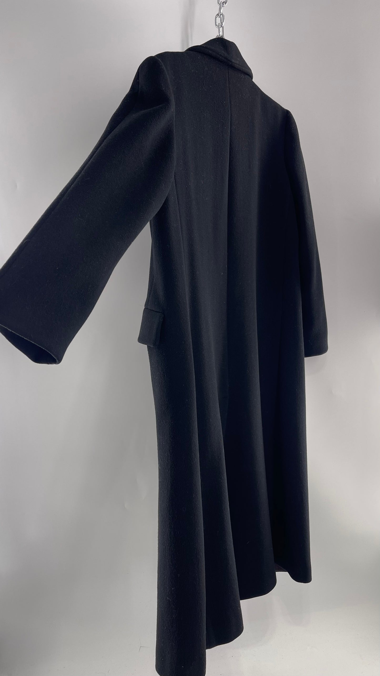 Vintage CENTRAL PARK NY 100% Wool Black Full Length Coat (M/L)