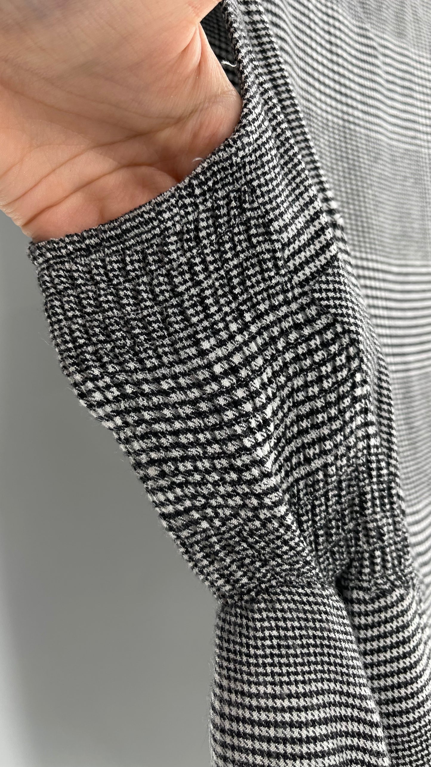 Free People Black and White Plaid Woven Dress with Smocked Details (M)