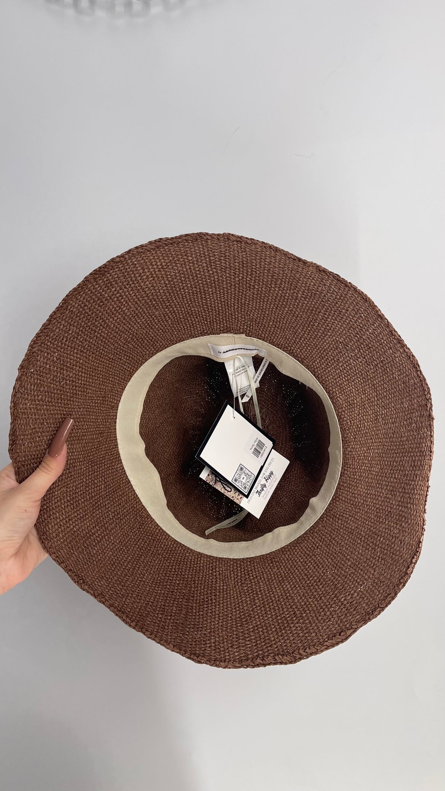 Anthropologie Brown Woven Hat with Rope Detail