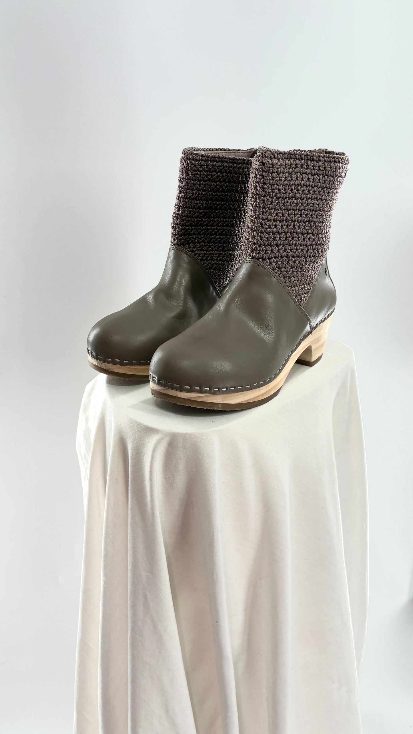 THE SAK Crochet and Leather Wooden Clog Boots (7)