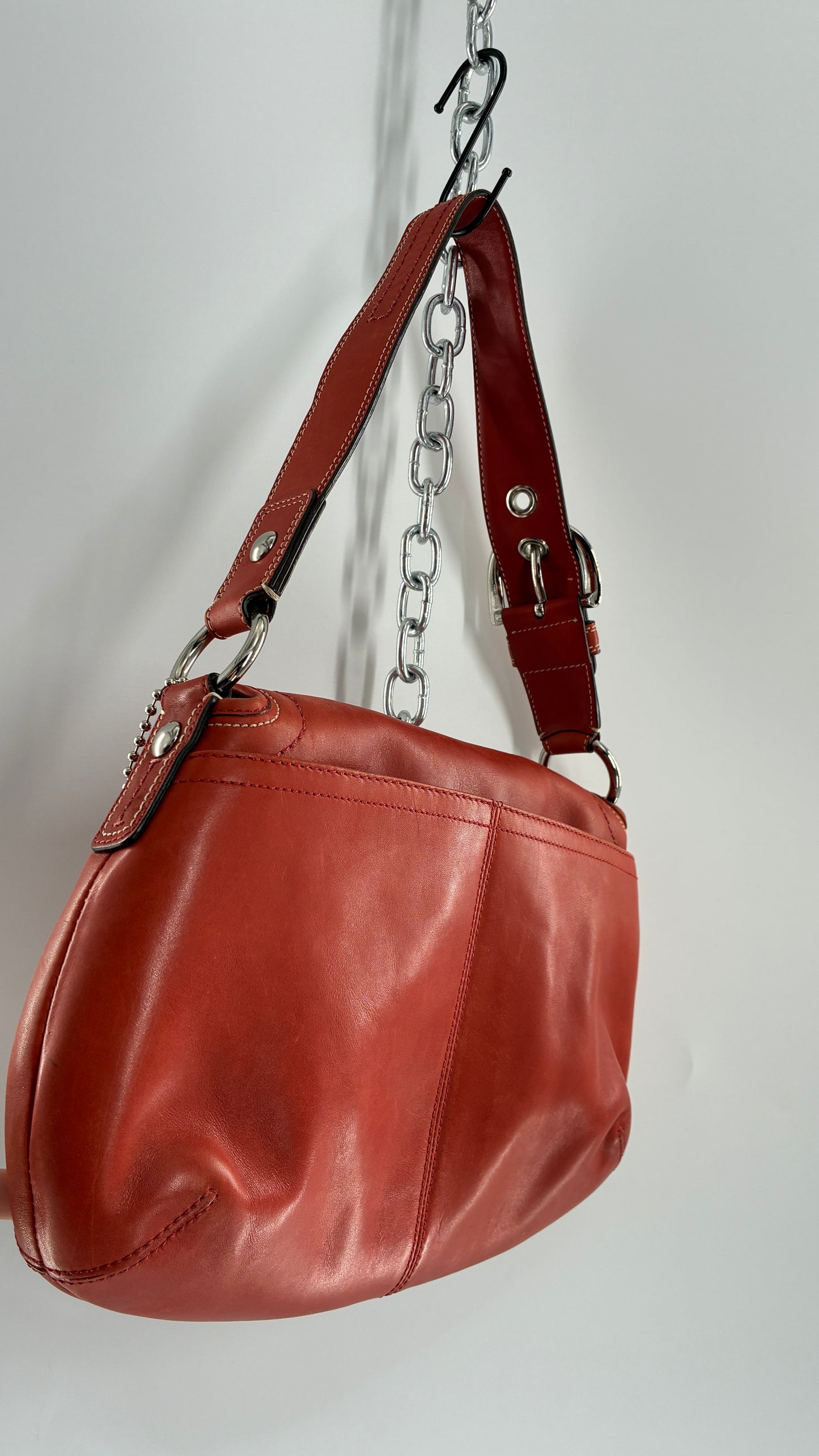 Vintage COACH Soho Salmon Orange Genuine Leather Shoulder Bag