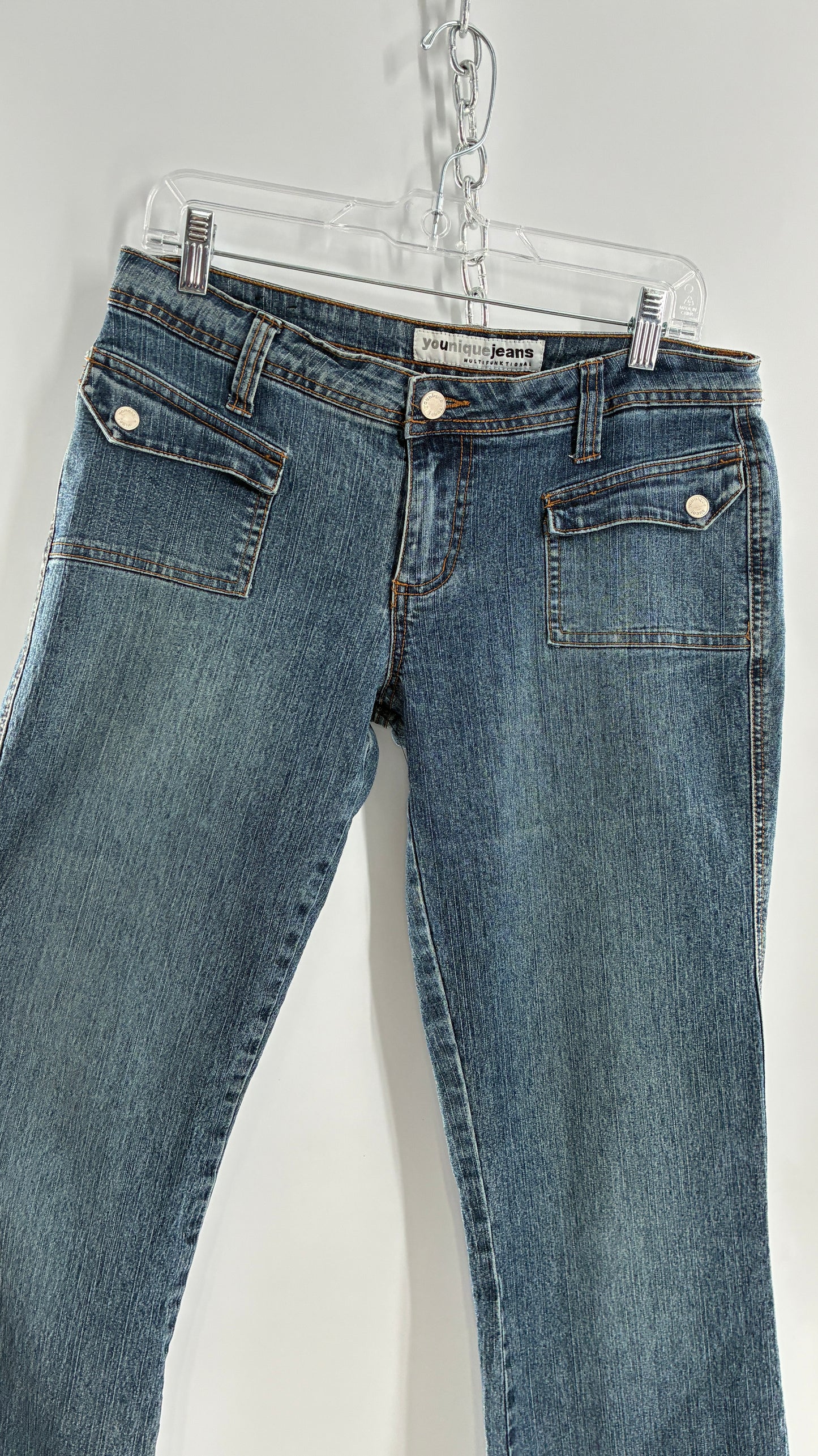 Vintage YOUNIQUE JEANS Low Rise Pocket Side Kicklfares (9)