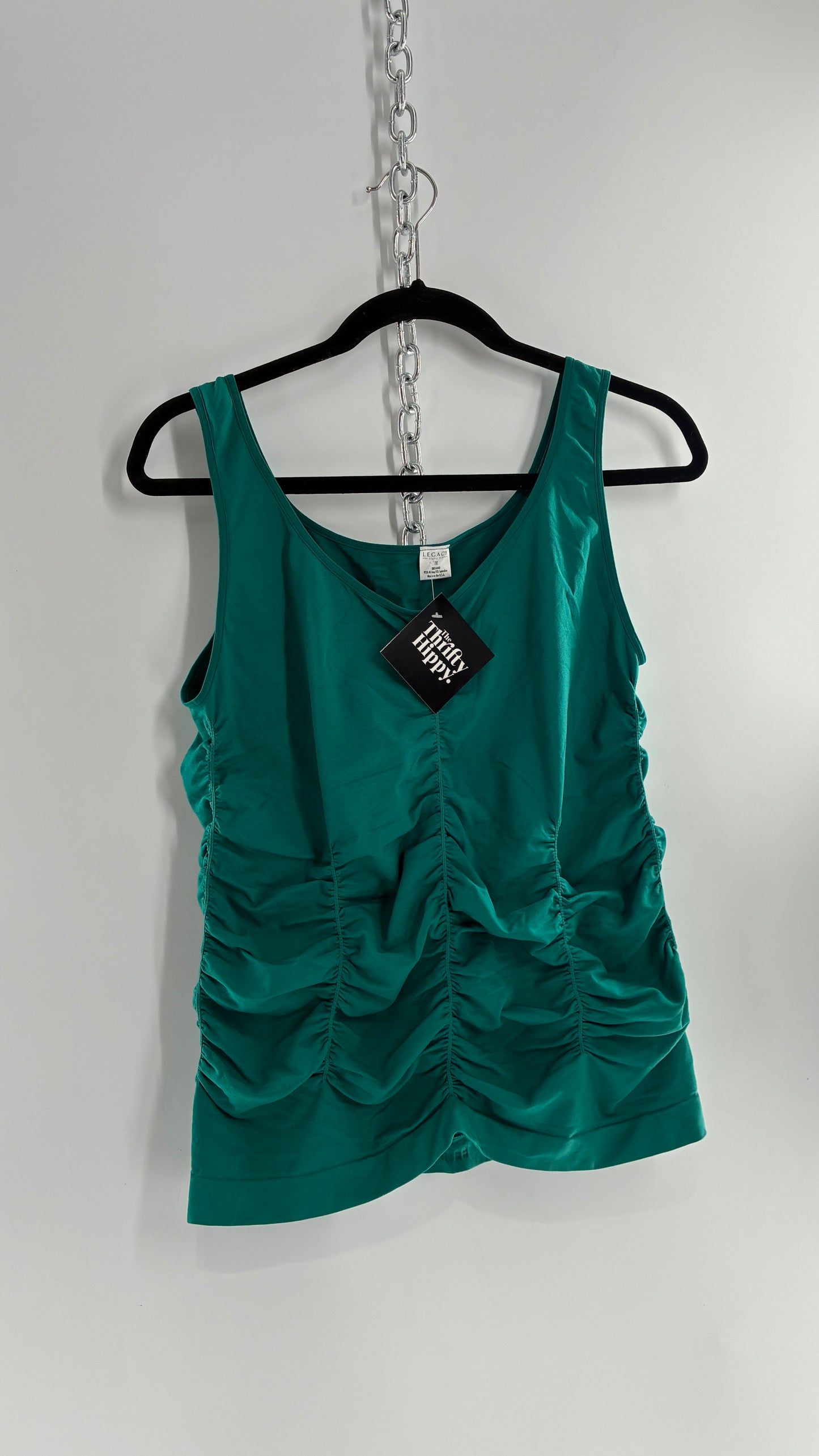 Vintage LEGACY Jewel Toned Teal Ruched Sleeveless (XL)