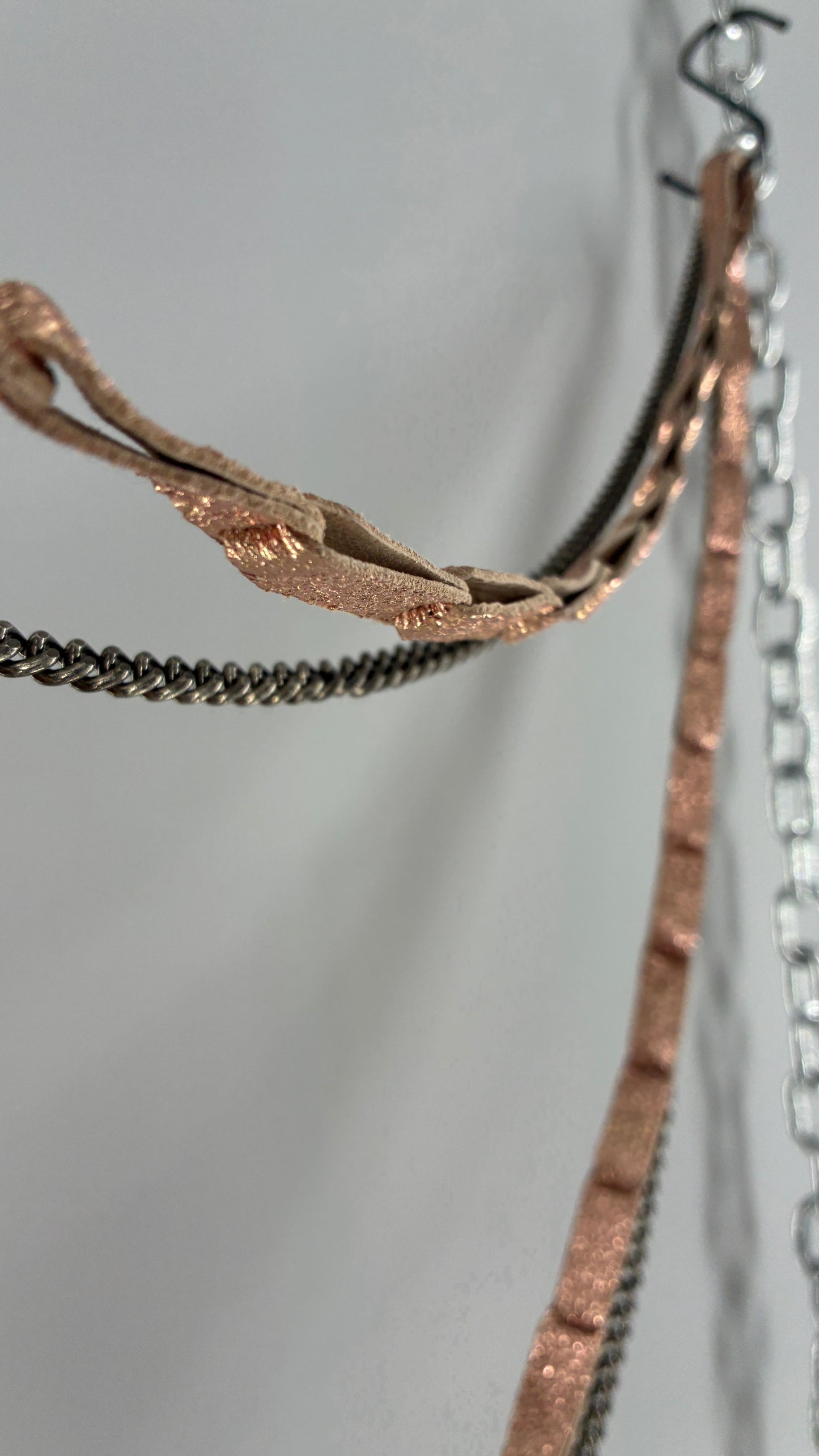 Free People Rose Gold Metallic Goat Leather Wallet with Leather and Chain Straps