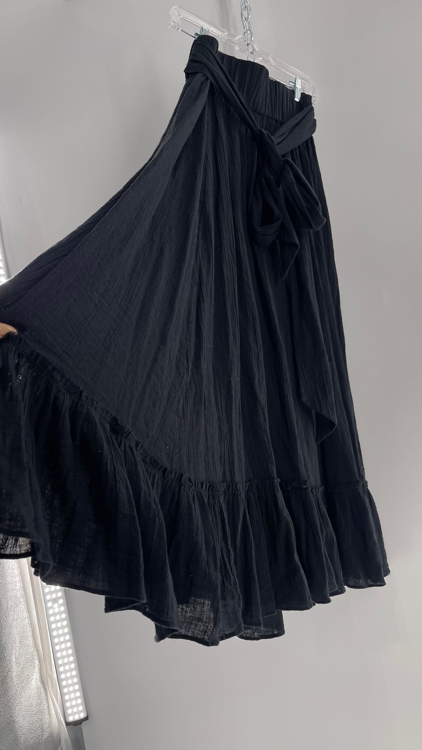 Free People Black Floor Length Skirt (Medium)