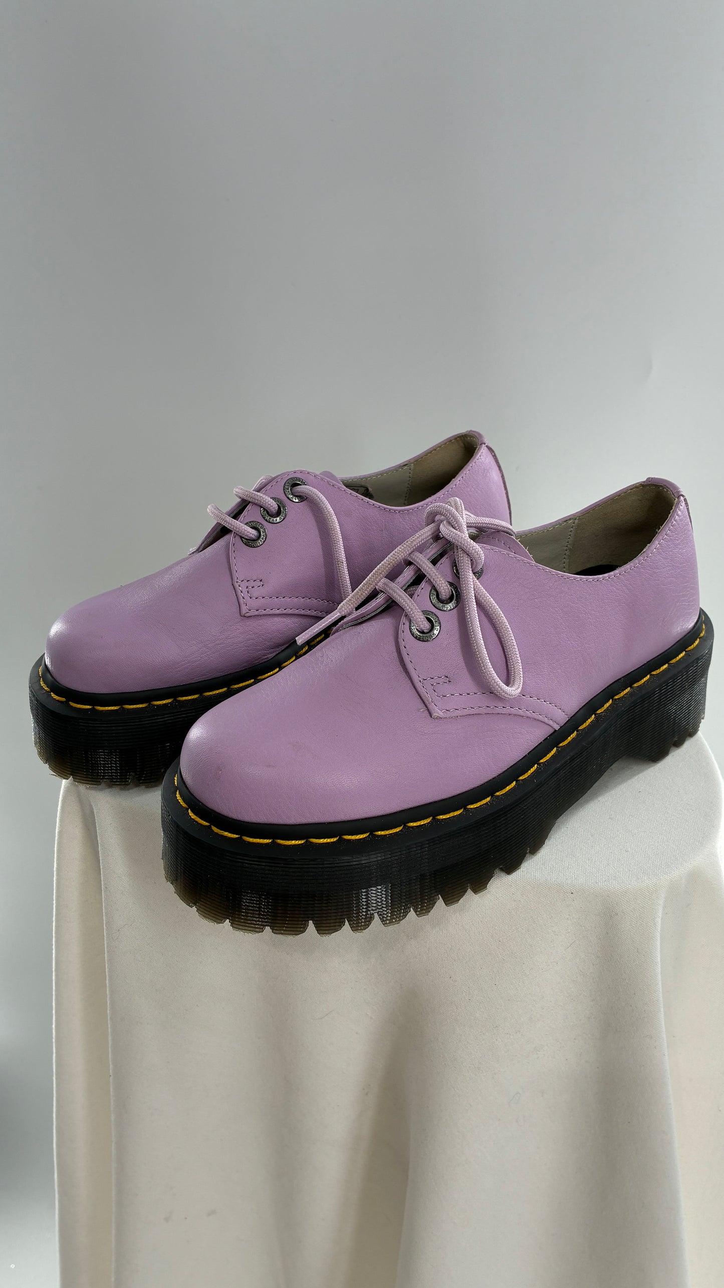 Vintage Dr. Martens 1461 Quad II, Lilac Purple, Pisa Leather Platform Oxfords (6)