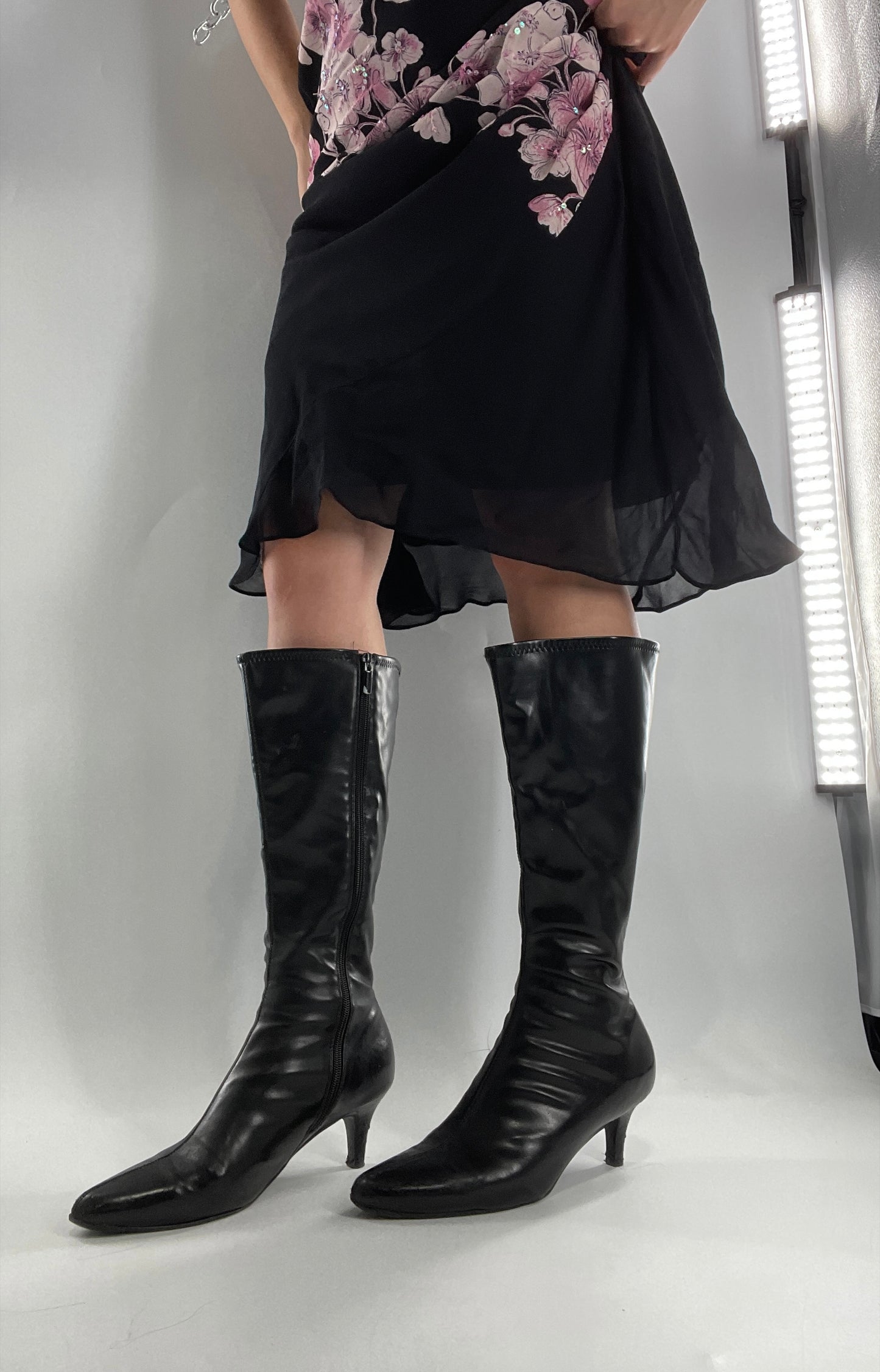 Vintage Kitten Heel Knee High Boots