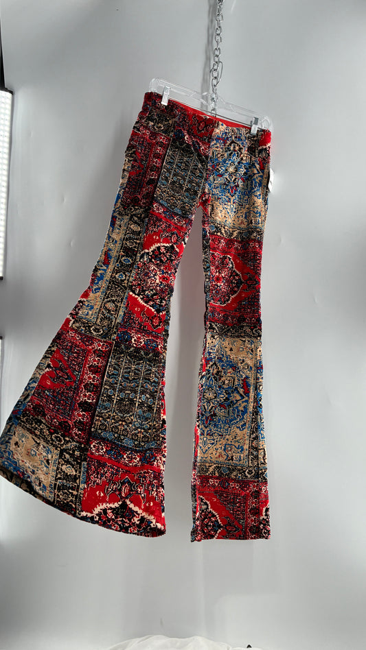Free People Red, White, Blue Tapestry Patchwork Corduroys with Tags Attached (27)