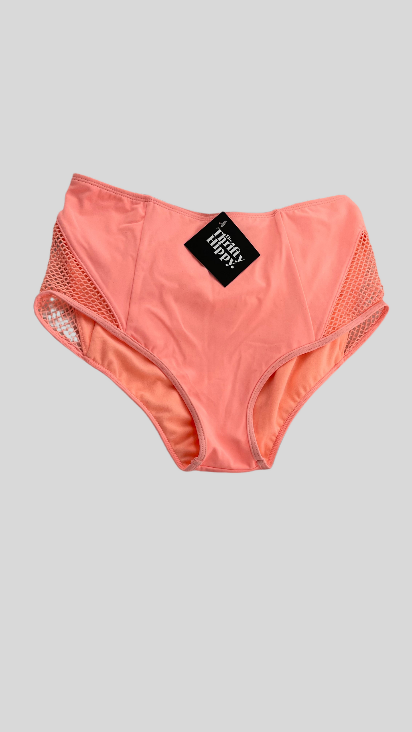 Pacsun LA Hearts Neon Pink Mid Rise Swim Bottoms with Mesh Sides (Medium)