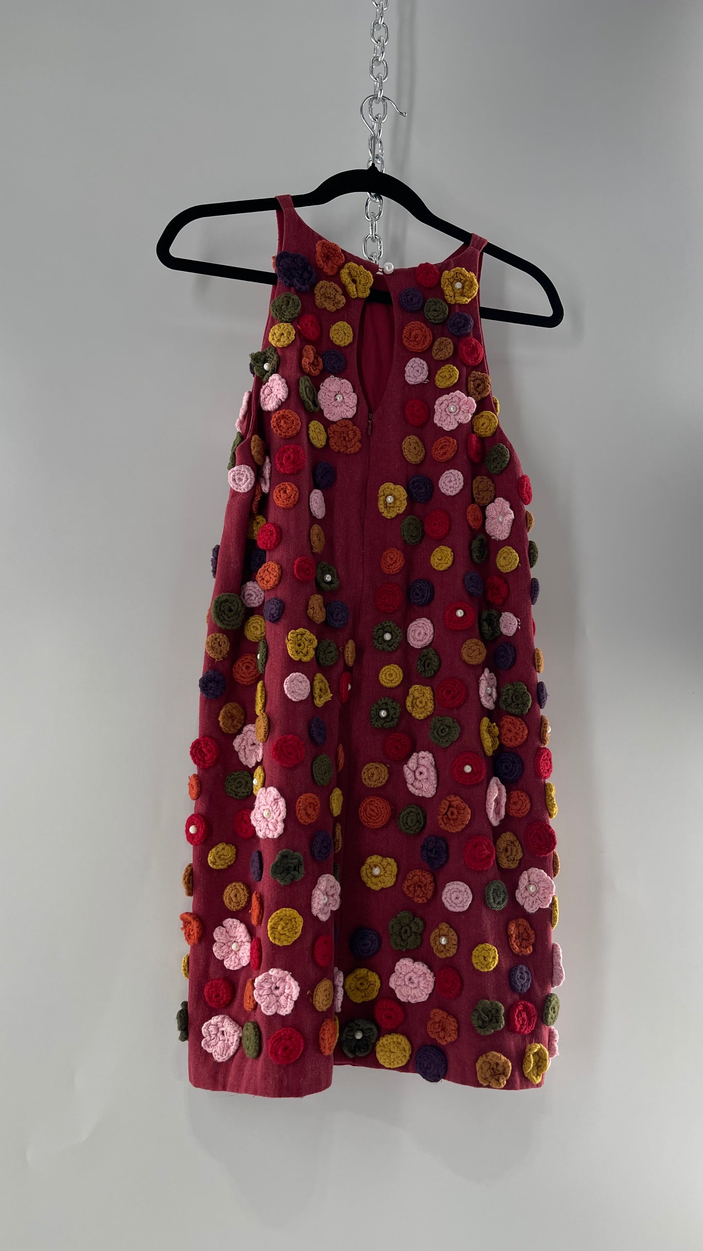 GUILD KALLOS Crochet Flower Appliqué Shift Dress (6)