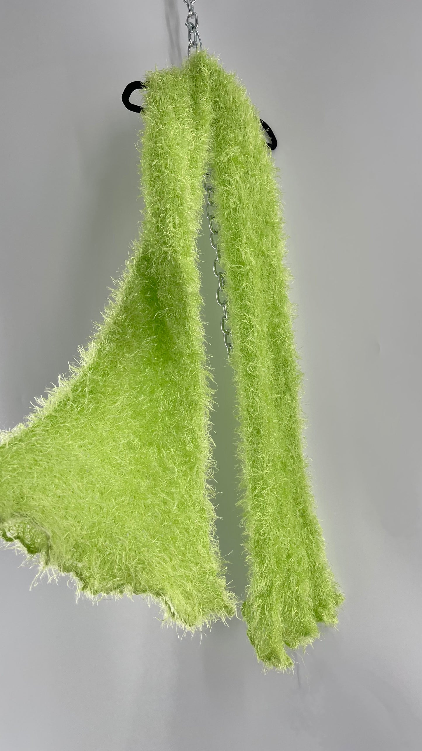Vintage Green Knit Fuzzy Scarf