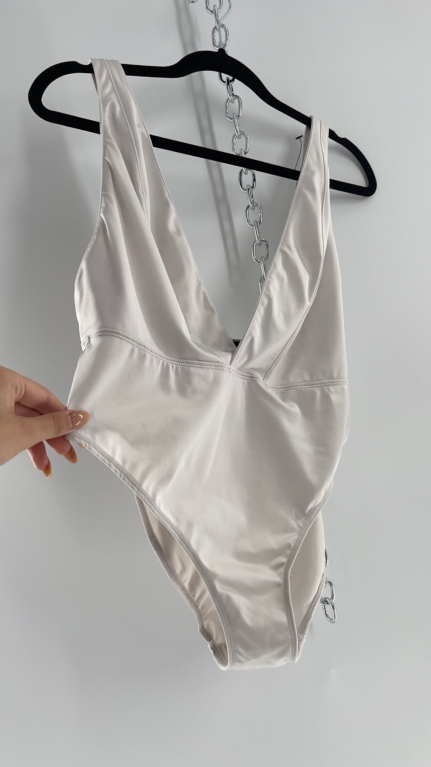 Urban Outfitters White Lycra Bodysuit (XL)