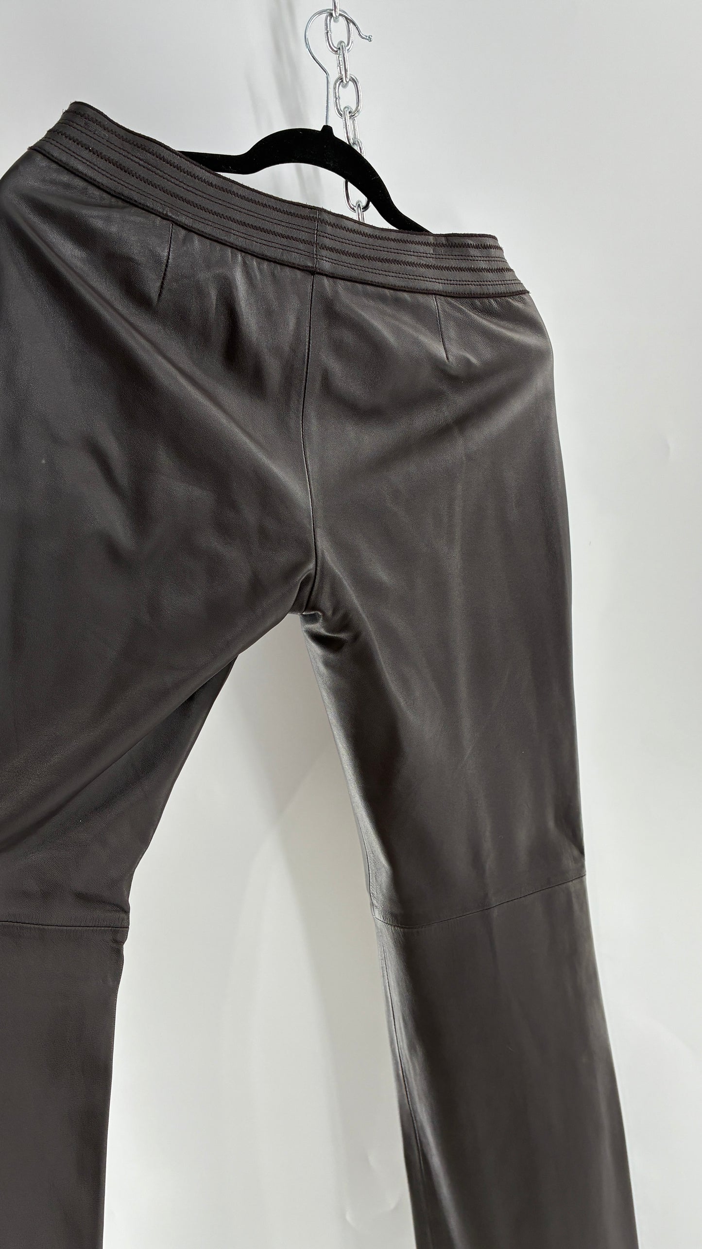 Vintage ETCETERA Deep Brown Low Waisted Embroidered, Side Closure Pants with Bootcut Hem (4)