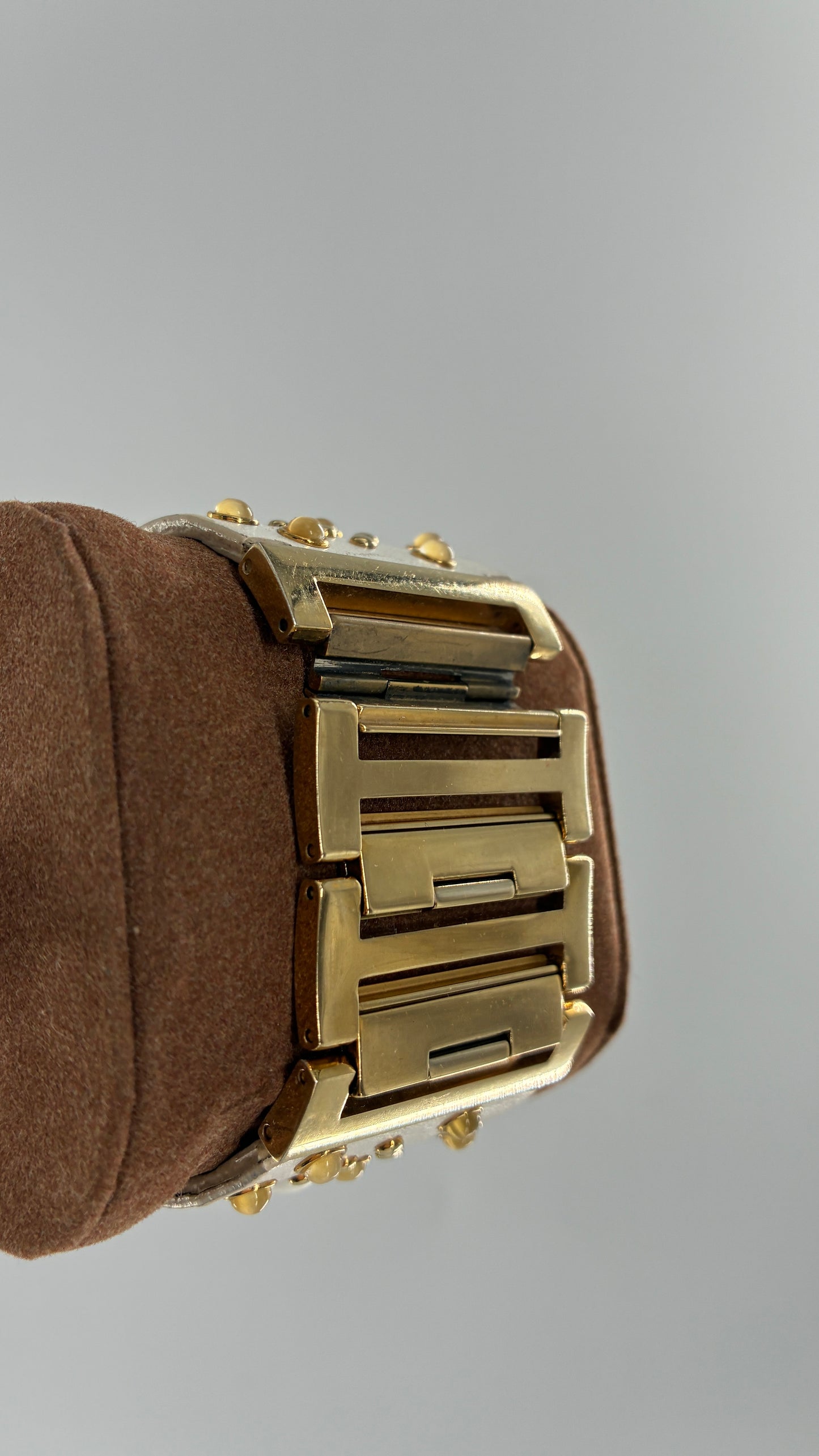 Deadstock Vintage Michael Kors White Leather Studded Cuff Watch