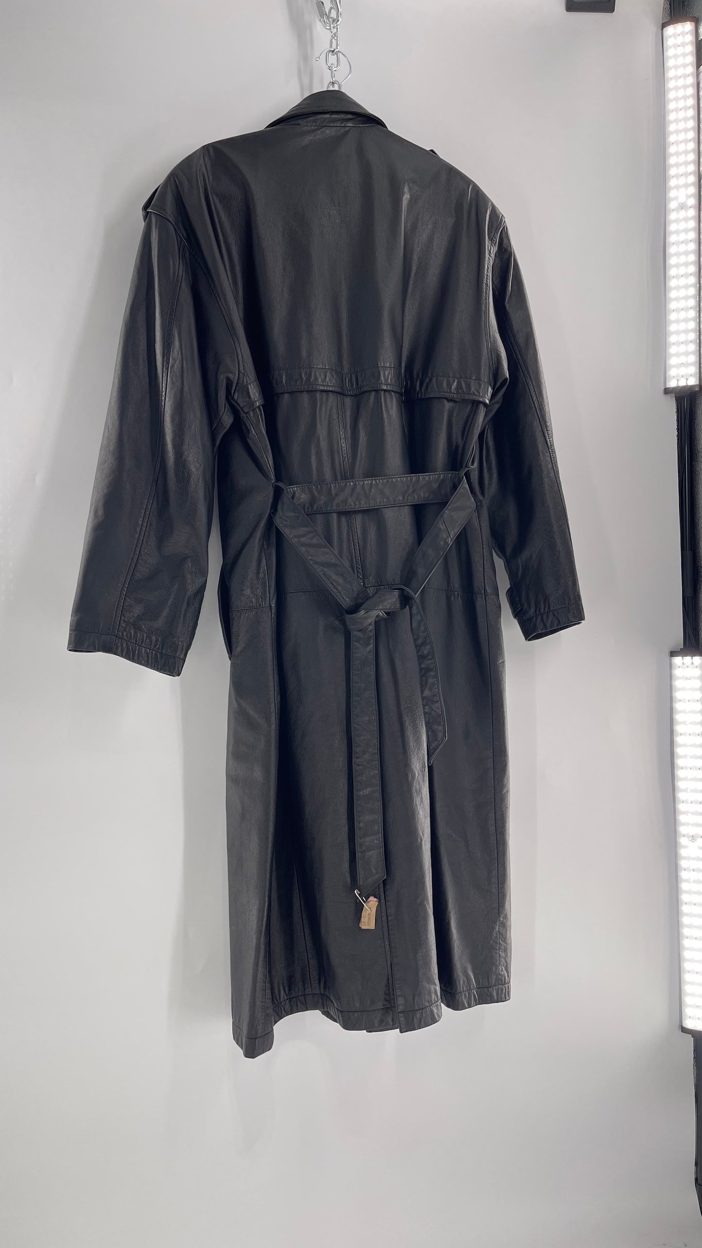 Georgetown Vintage Black Leather Trench Coat (Medium)