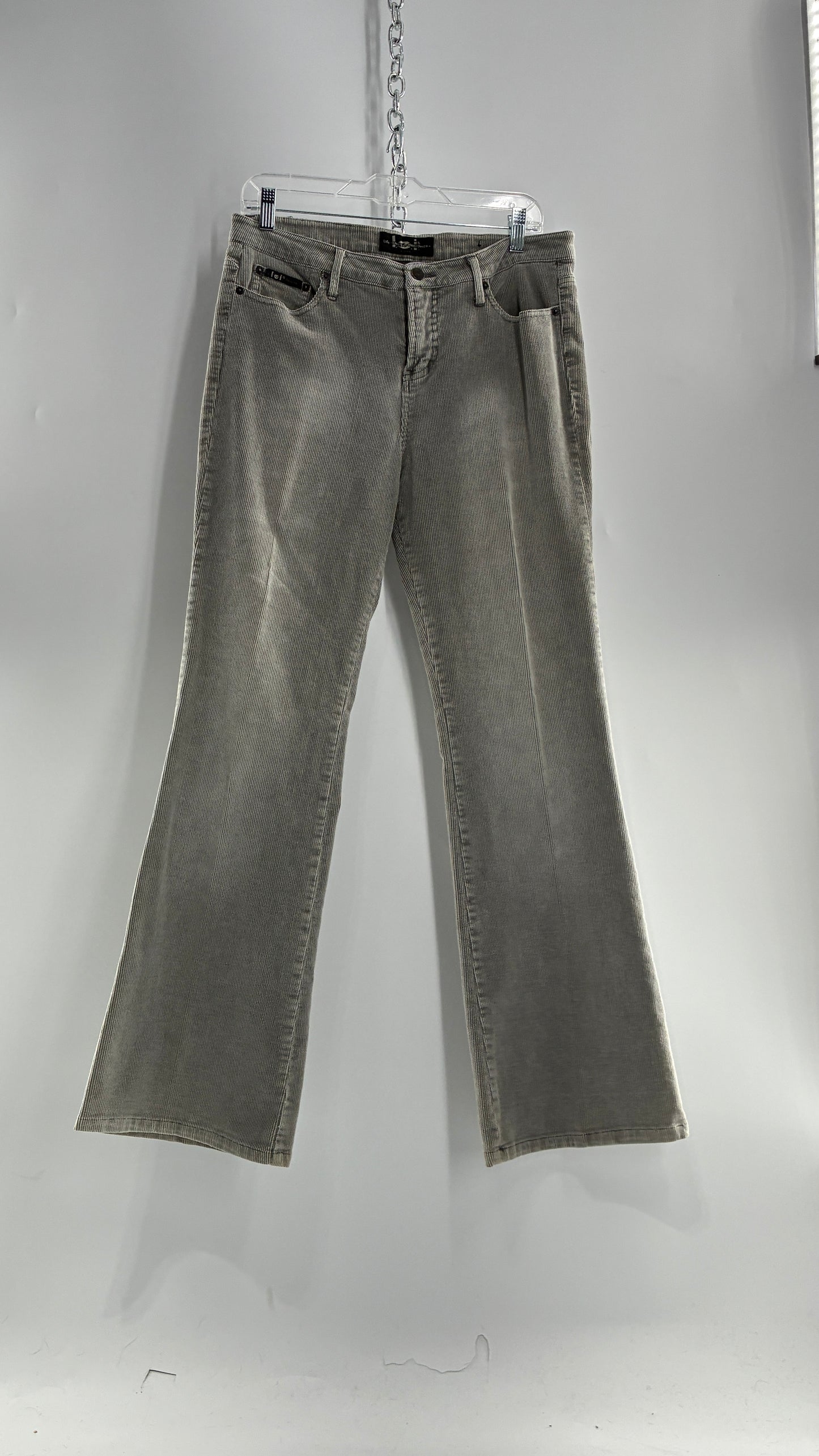 Vintage LEI Grey Corduroy Flare Pants with Fading Detail (13)