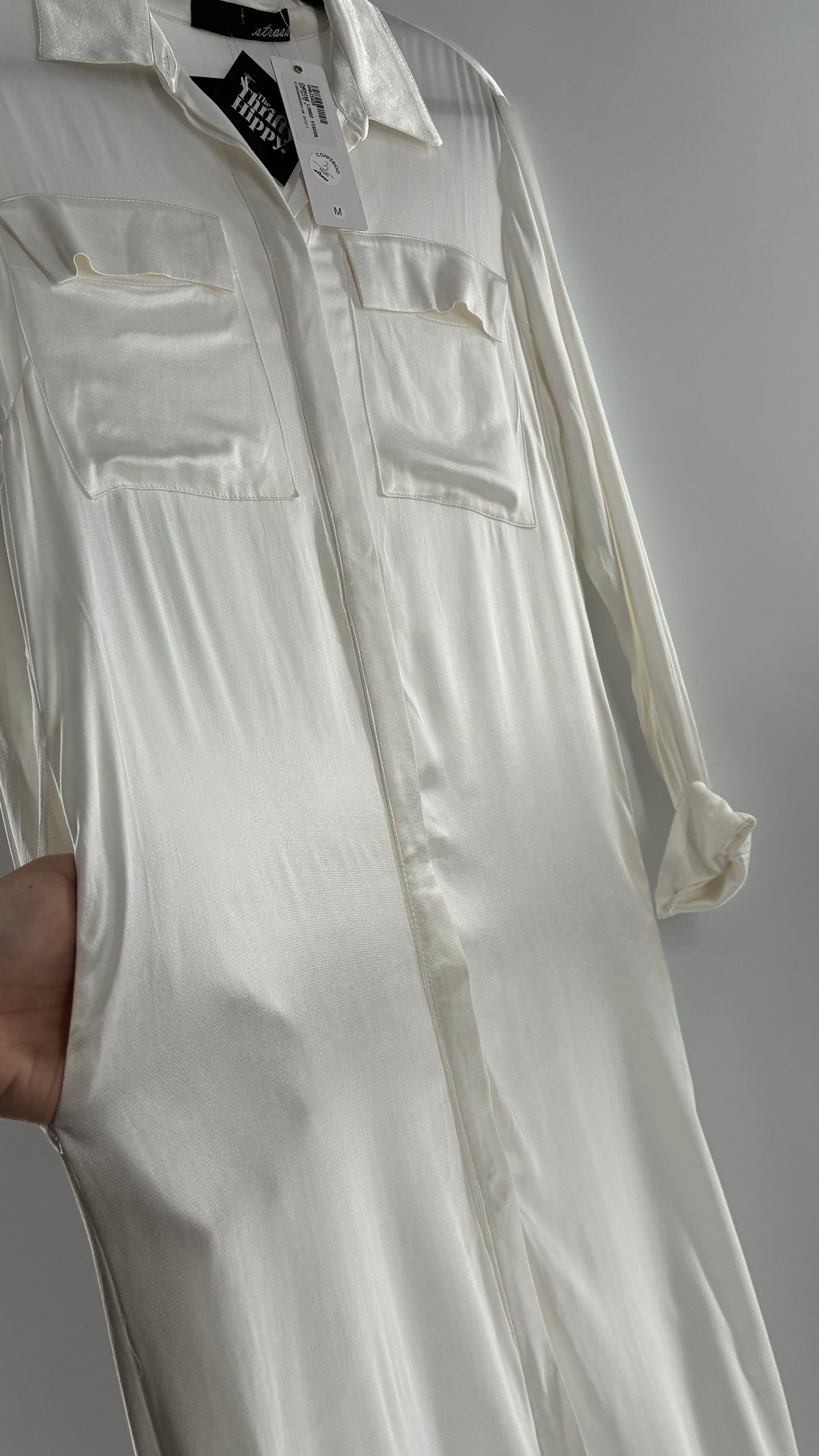 ST. BRAND BY STRASS White Button Up Style Dress with Tags Attached (Medium)