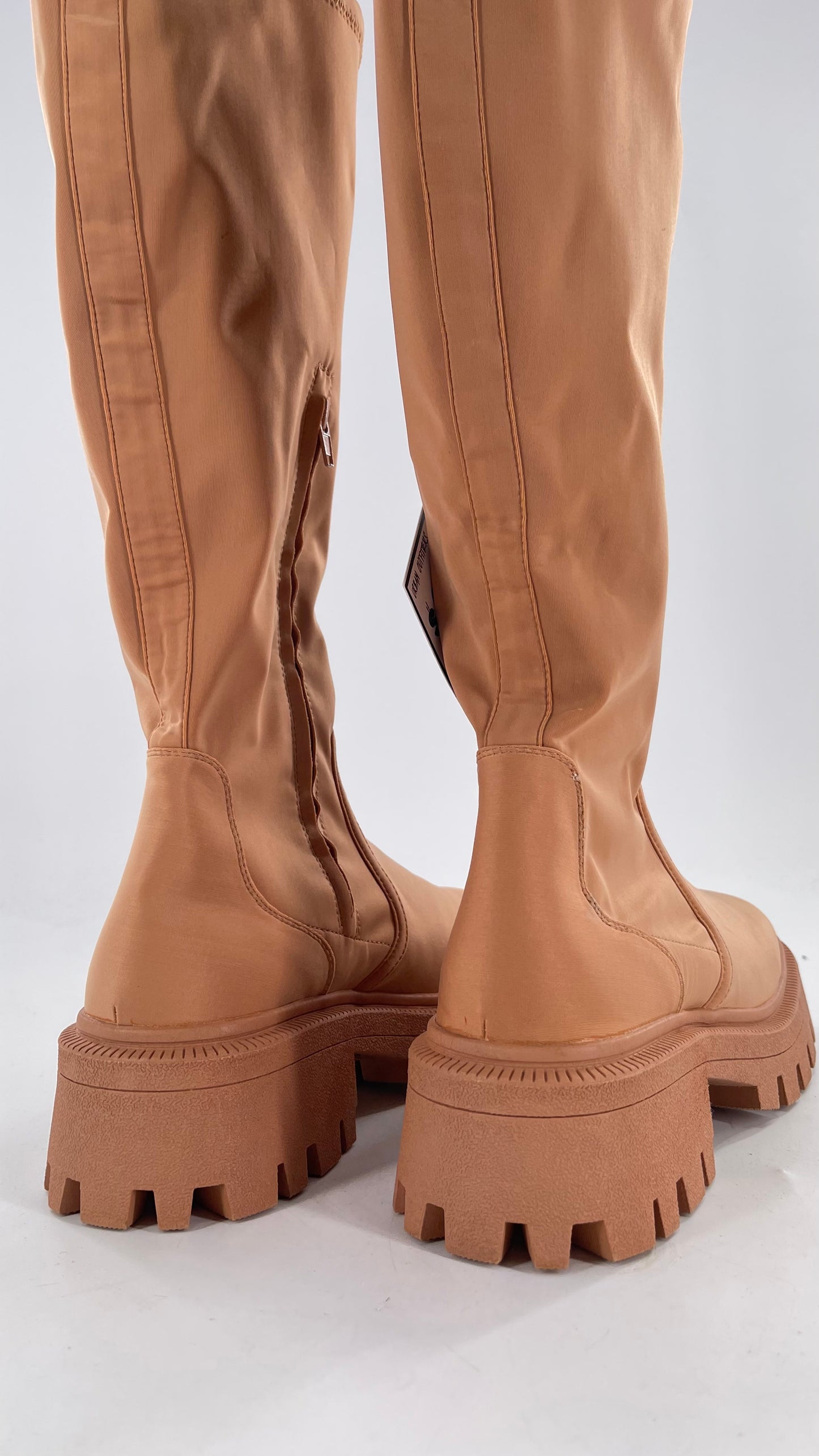 Urban Outfitters Tan Knee High Square Toe Sock Boot (8)