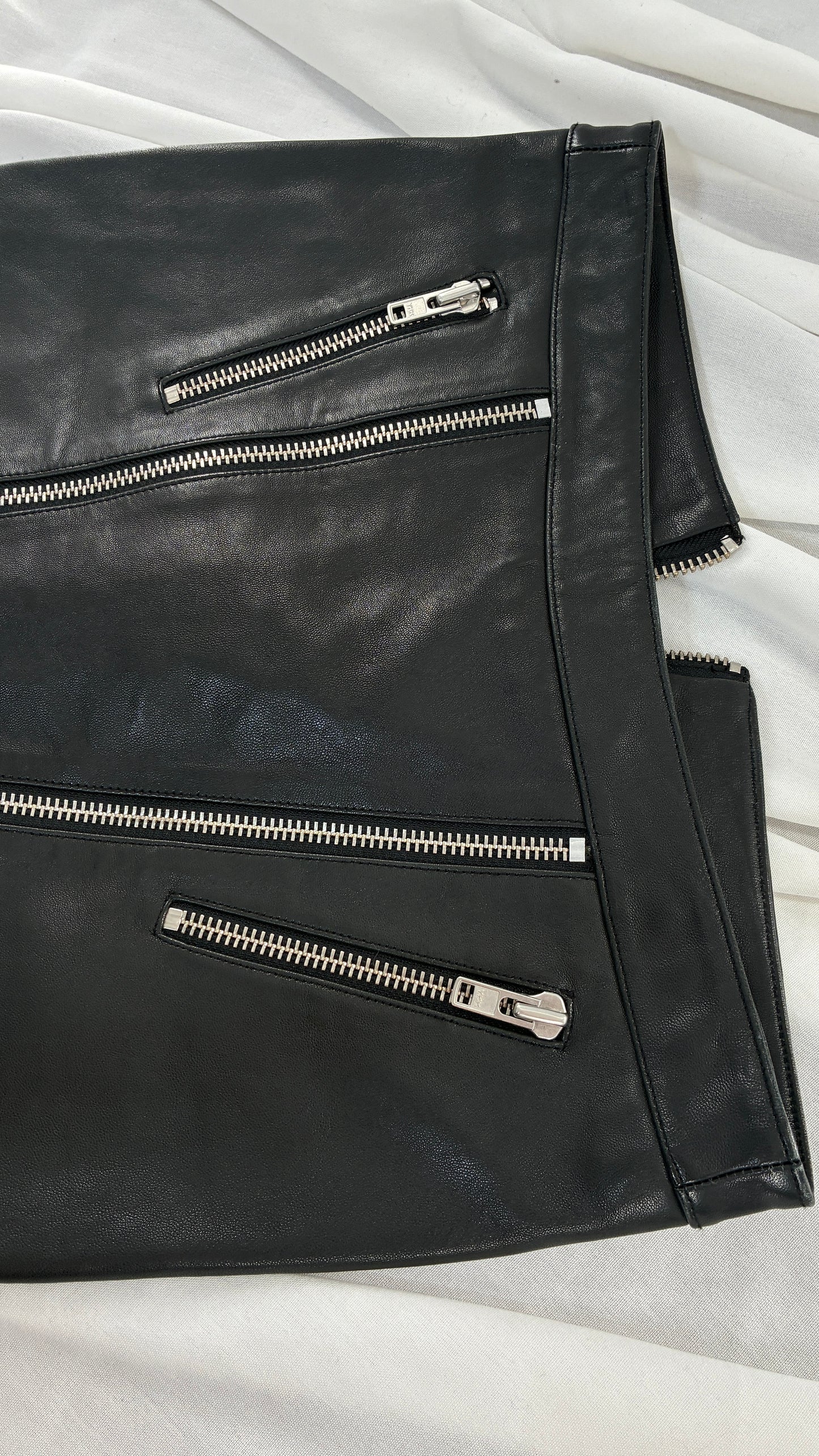 MASON 100% Lambskin Leather Skirt with Zipper Details (0)