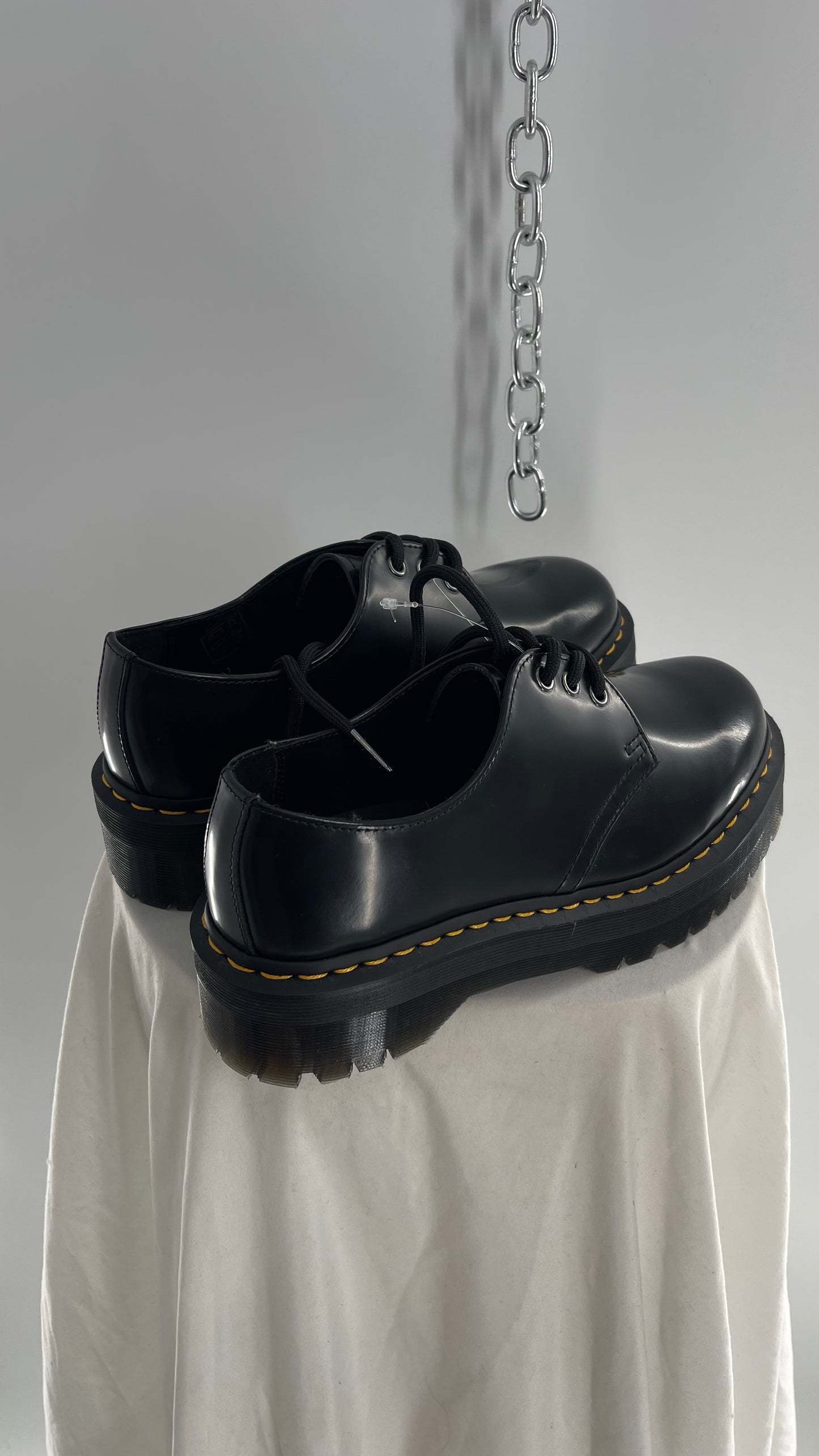 Dr.Martens Black Patent 1461 Quad li Leather Platform Oxfords (8.5L, 7.5M)