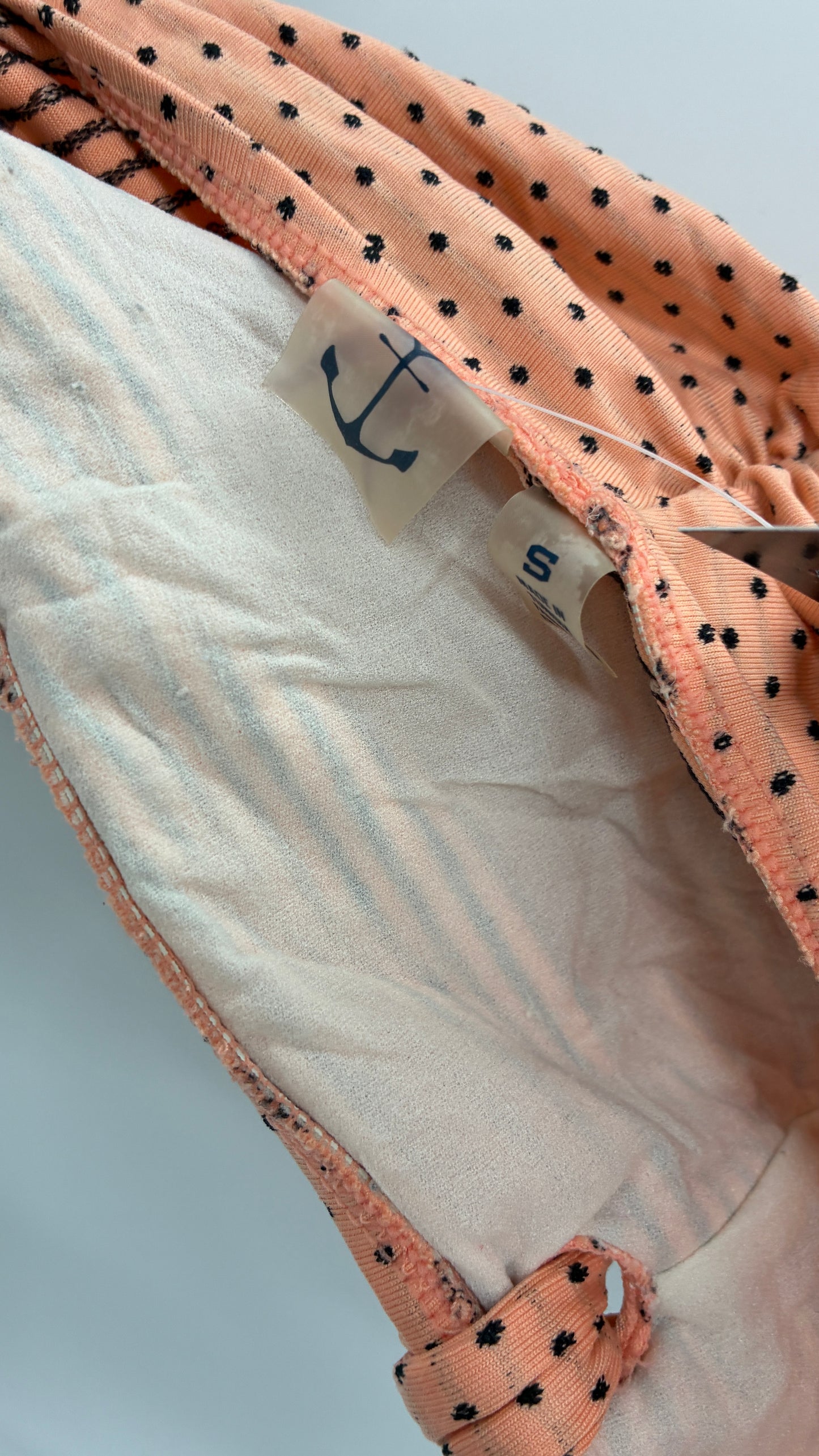 Peach Retro High Waisted Polka Dotted Swim Bottoms (S)
