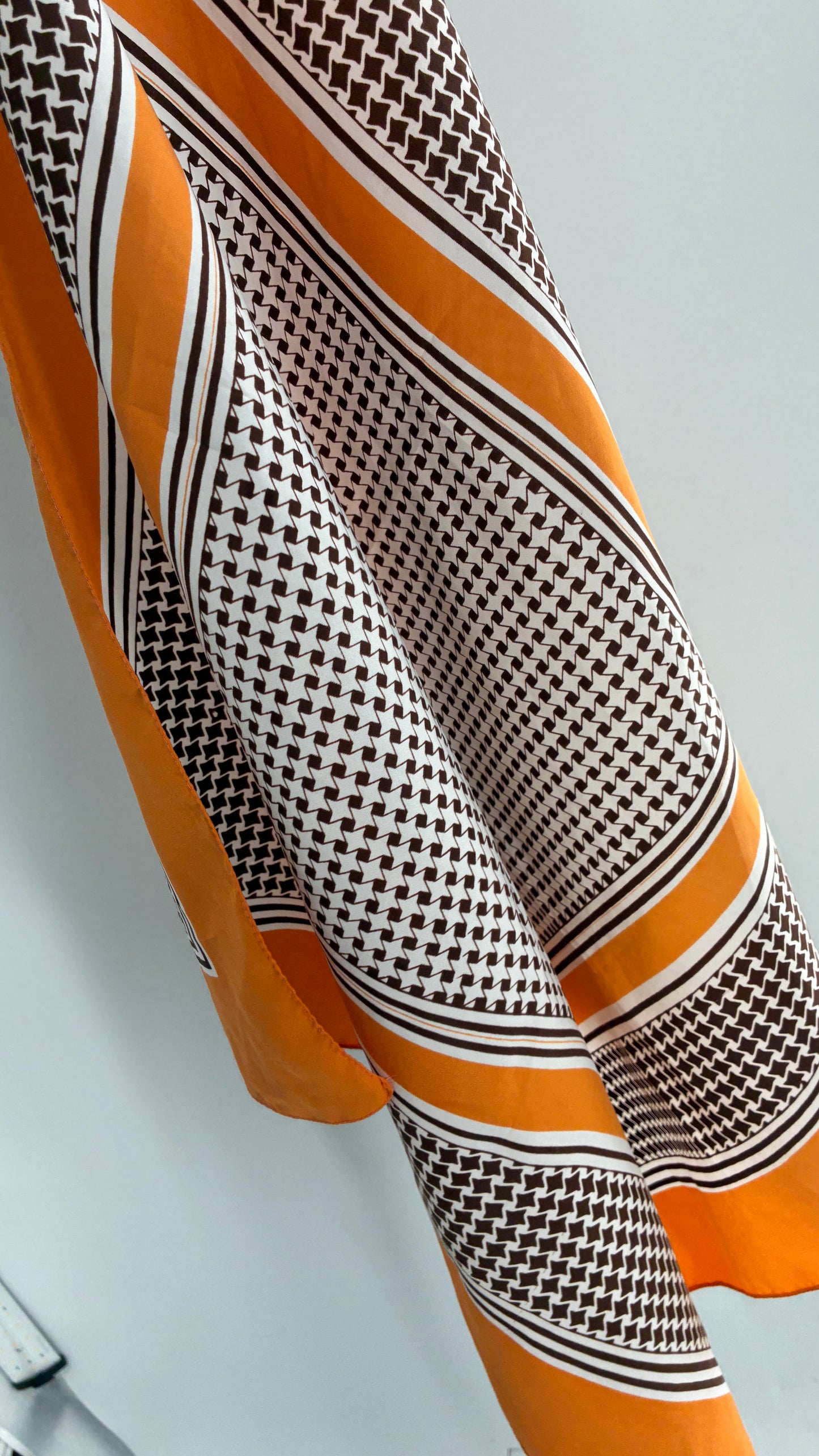 Vintage 1970s Orange and Brown Scarf