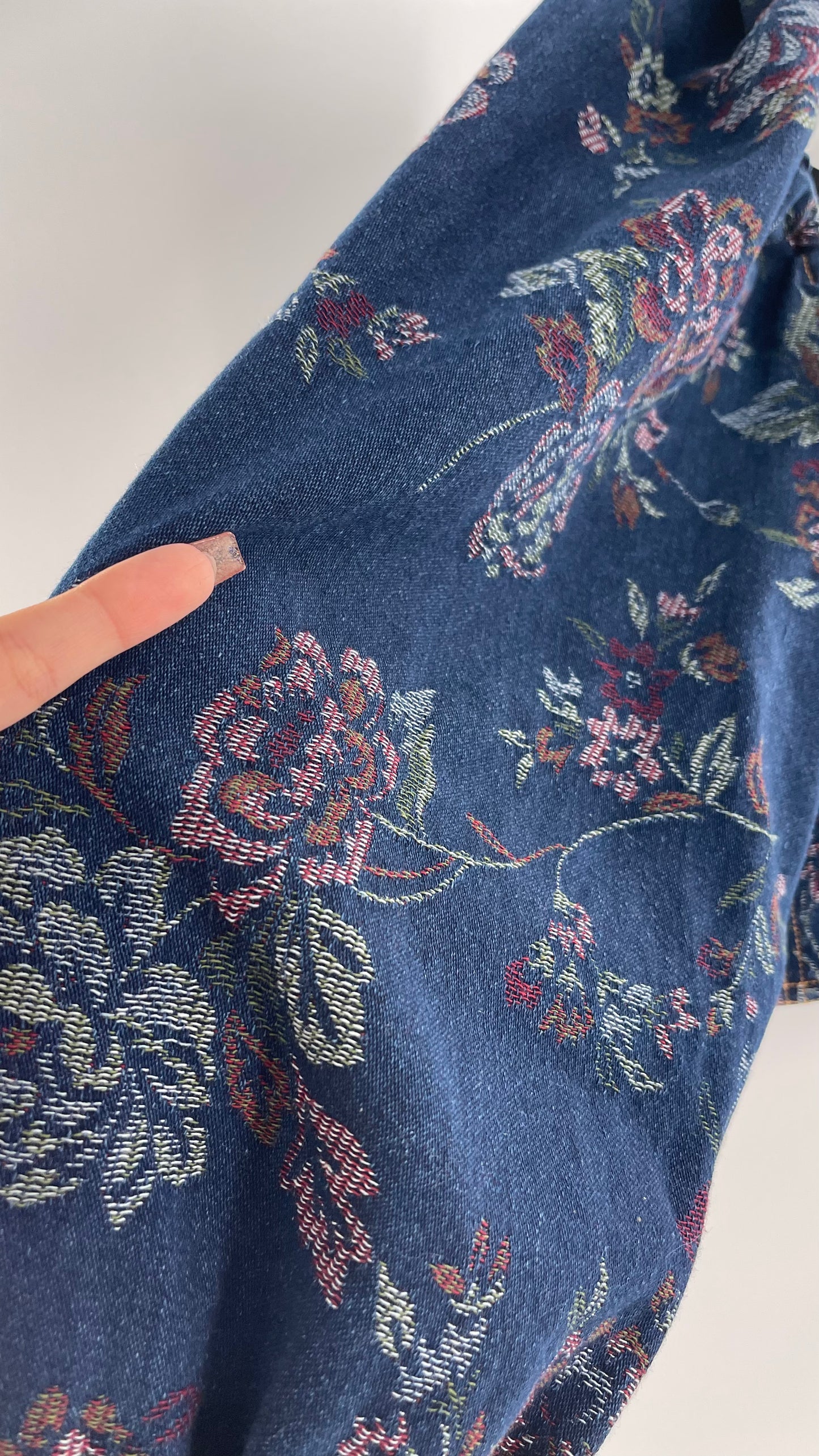 Urban Outfitters Denim Cropped Corset Grommet Balloon Sleeve Blouse (Large)