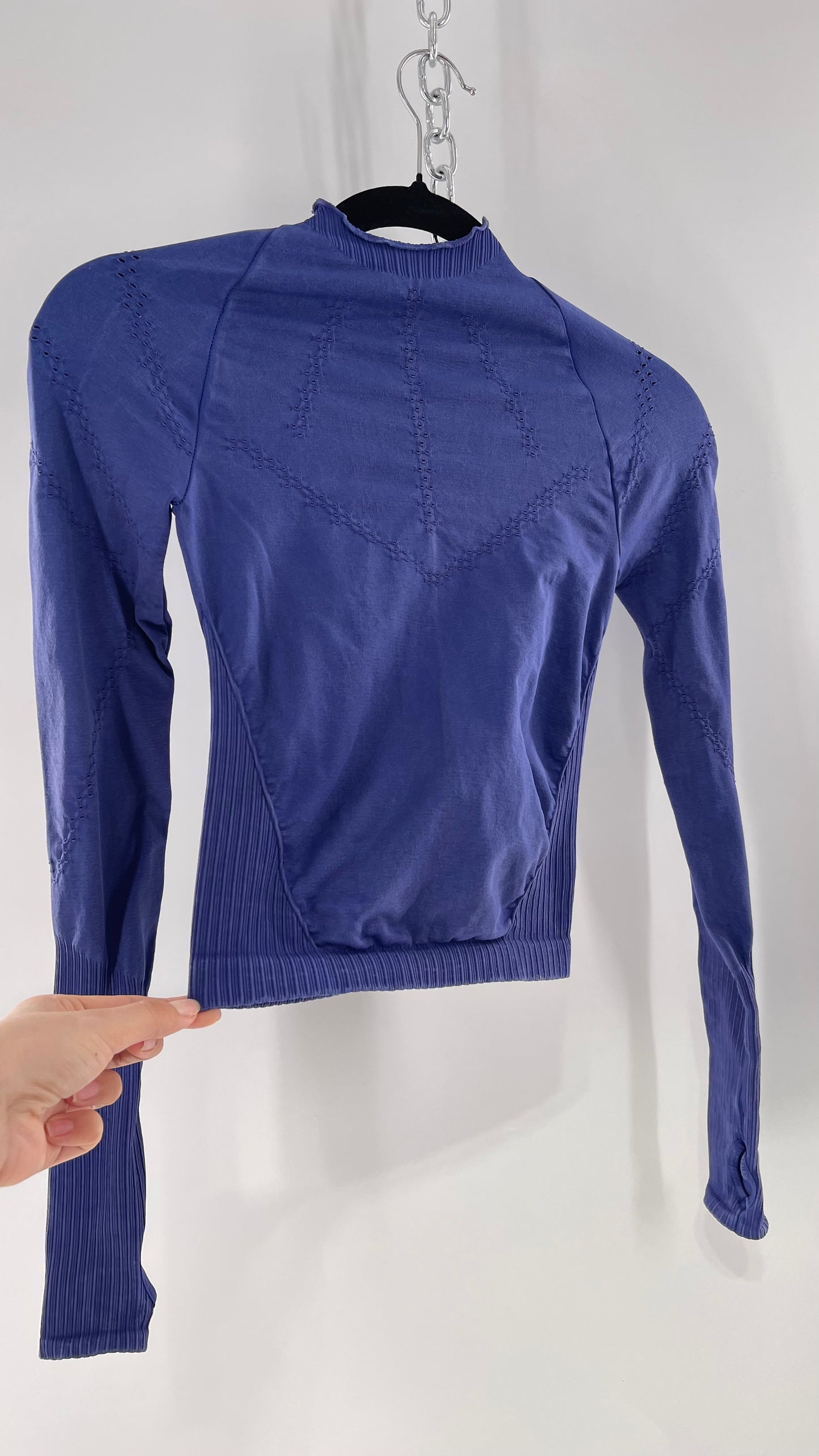 Free People Movement Spandex Perforated Purple Skim Top (XS/S)