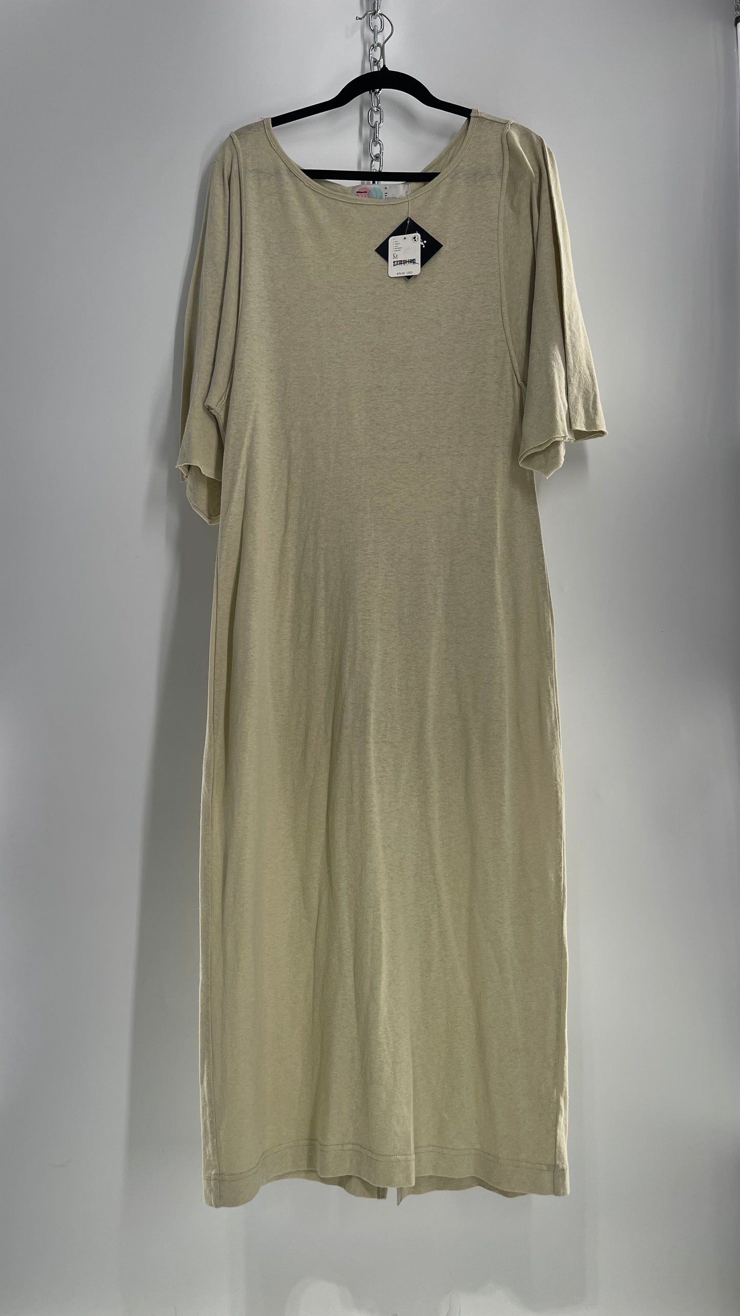 Free People Sage Cotton Full Length T Shirt Style Dress (Medium)