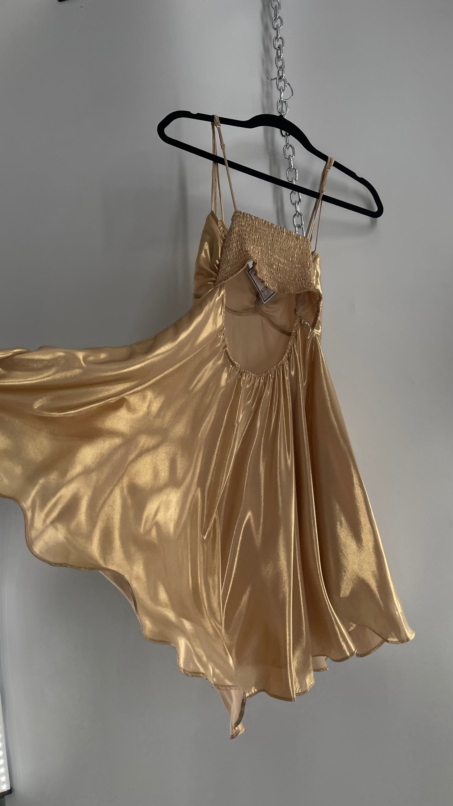 Intimately Free People Liquid Metal Gold Backless Dress (XS)