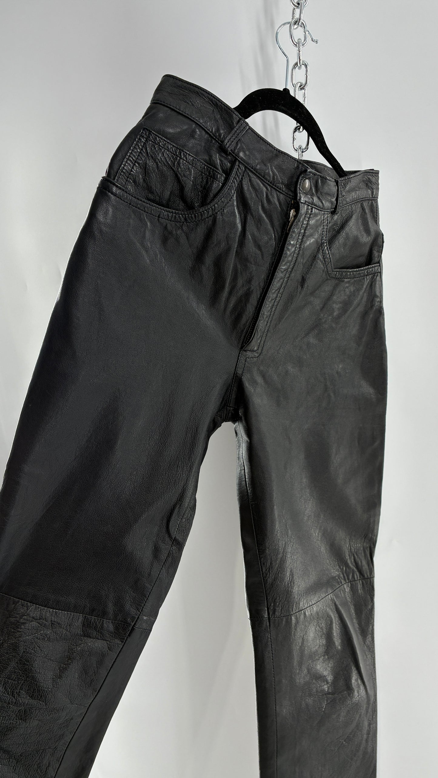 Vintage LILLIE RUBEN High Waisted Black Thin Leather Pants (6)
