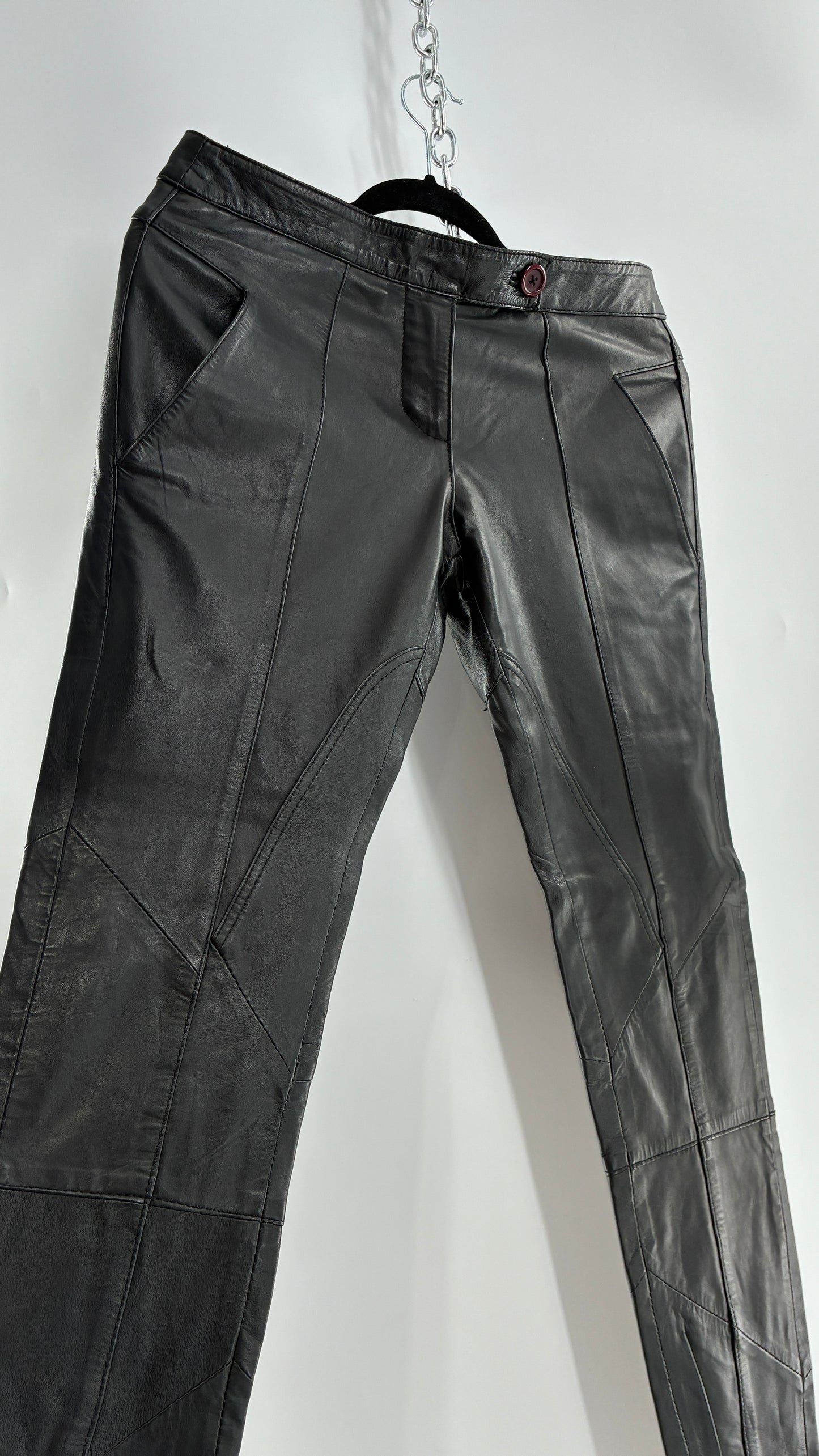 ASOS Low Rise Genuine Leather Patchwork Style Motorcycle Pants (6)