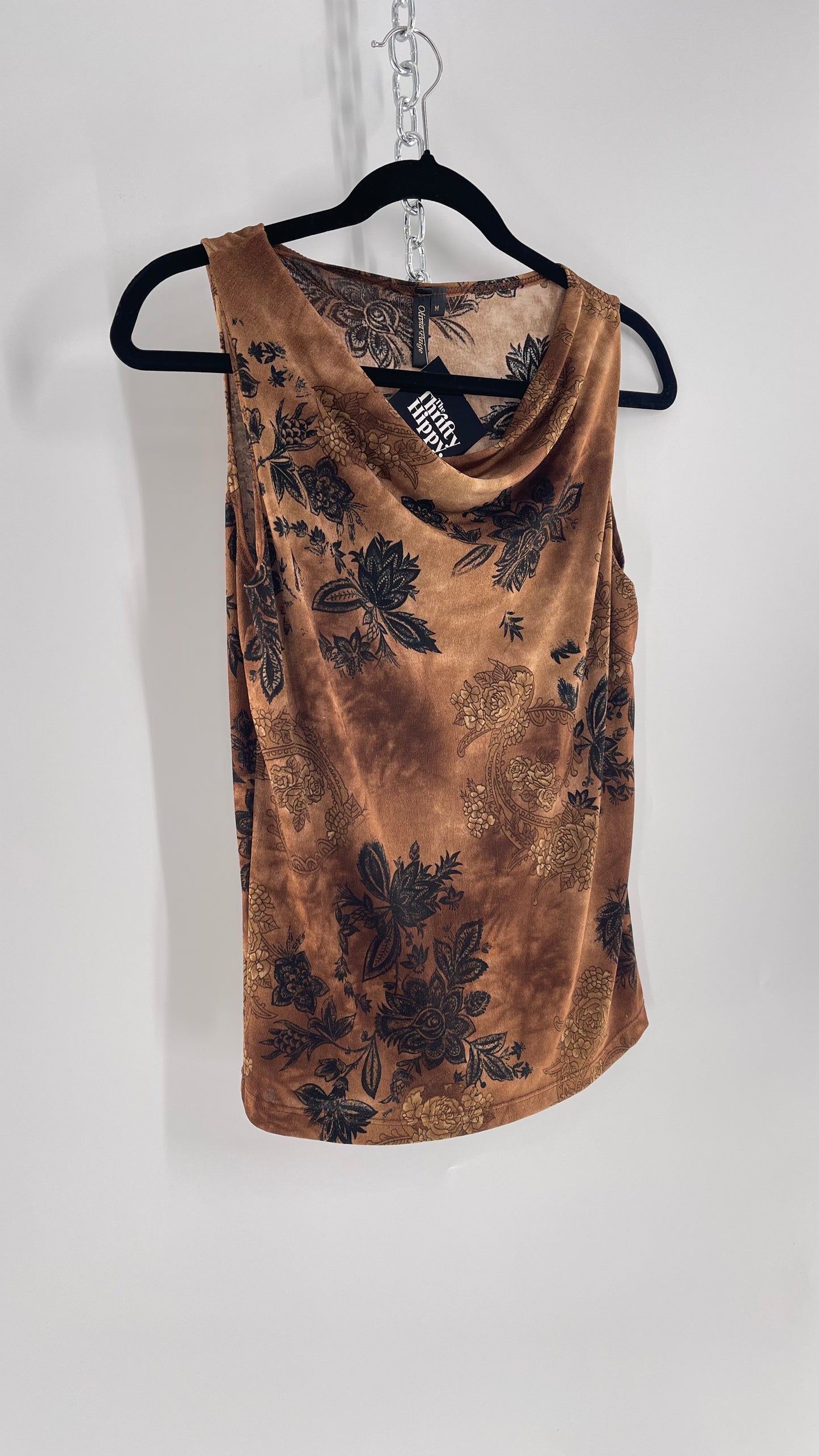 Vintage Olivia Paige Brown Tie Dye Floral Tank (Medium)