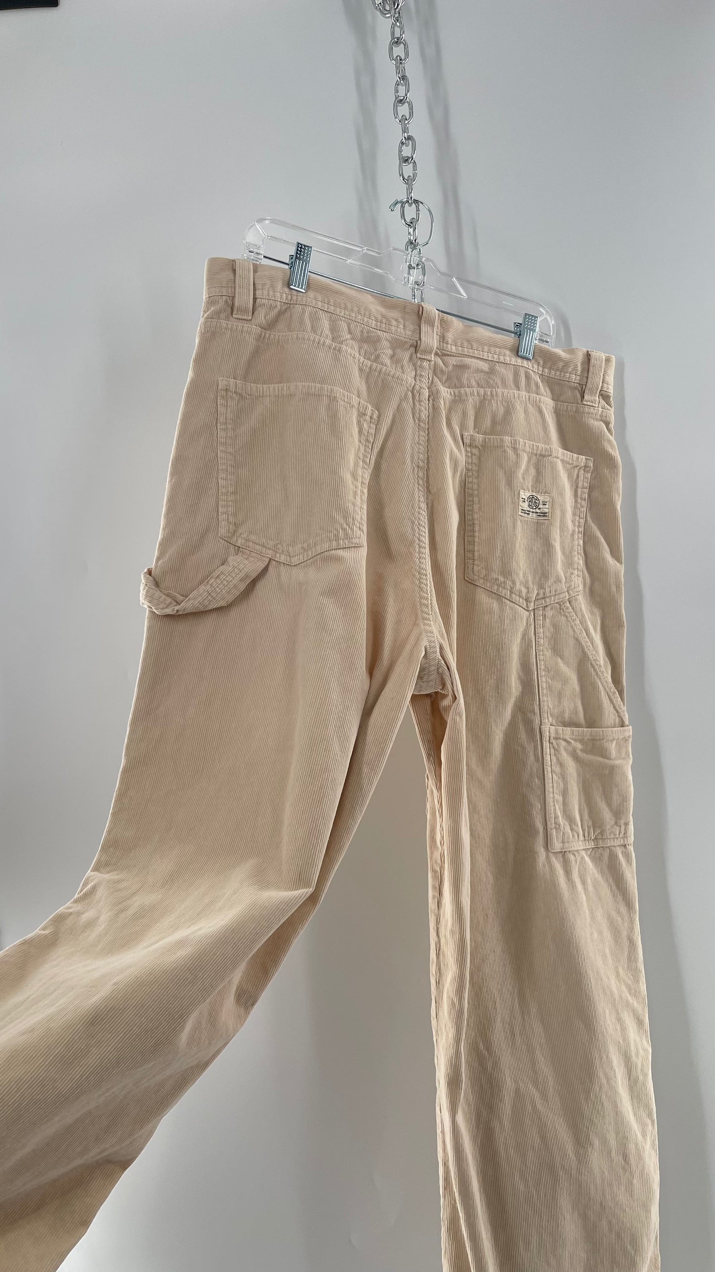 Urban Outfitters BDG Beige Corduroy Cargos with Leg Patches (36)