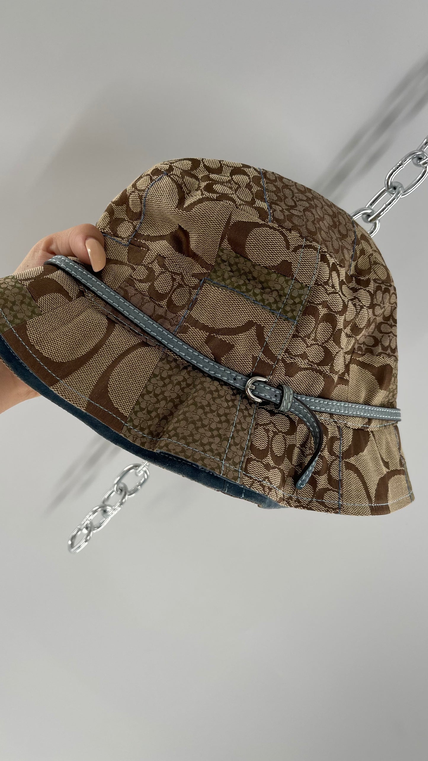 Vintage Coach Logo Patchwork Bucket Hat (Small)