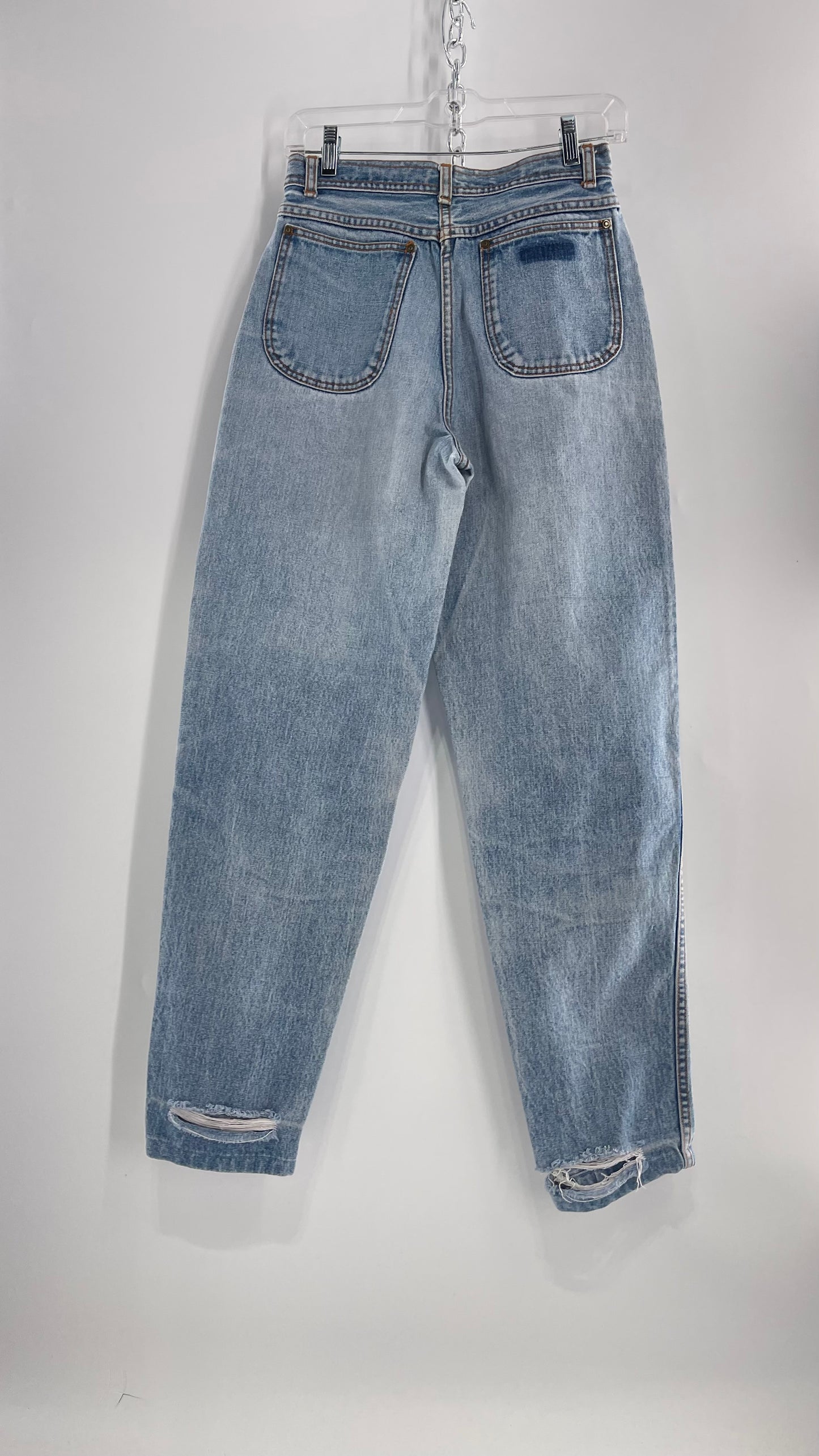 Vintage Sergio Valente Light Blue Ultra High Waisted Mom Jeans with Distressing (28)