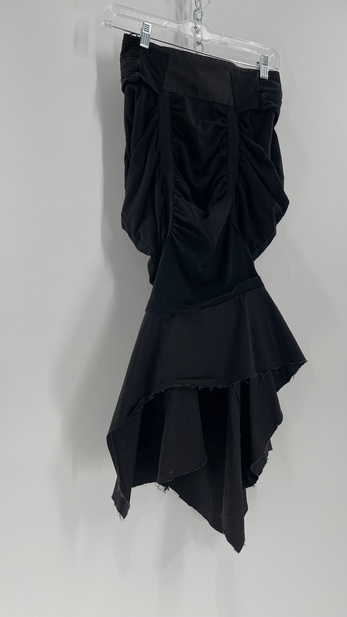 AGANOVICH Black TS50 Jersey Ruched Asymmetric Cargo Skirt with Gold Zipper (0)