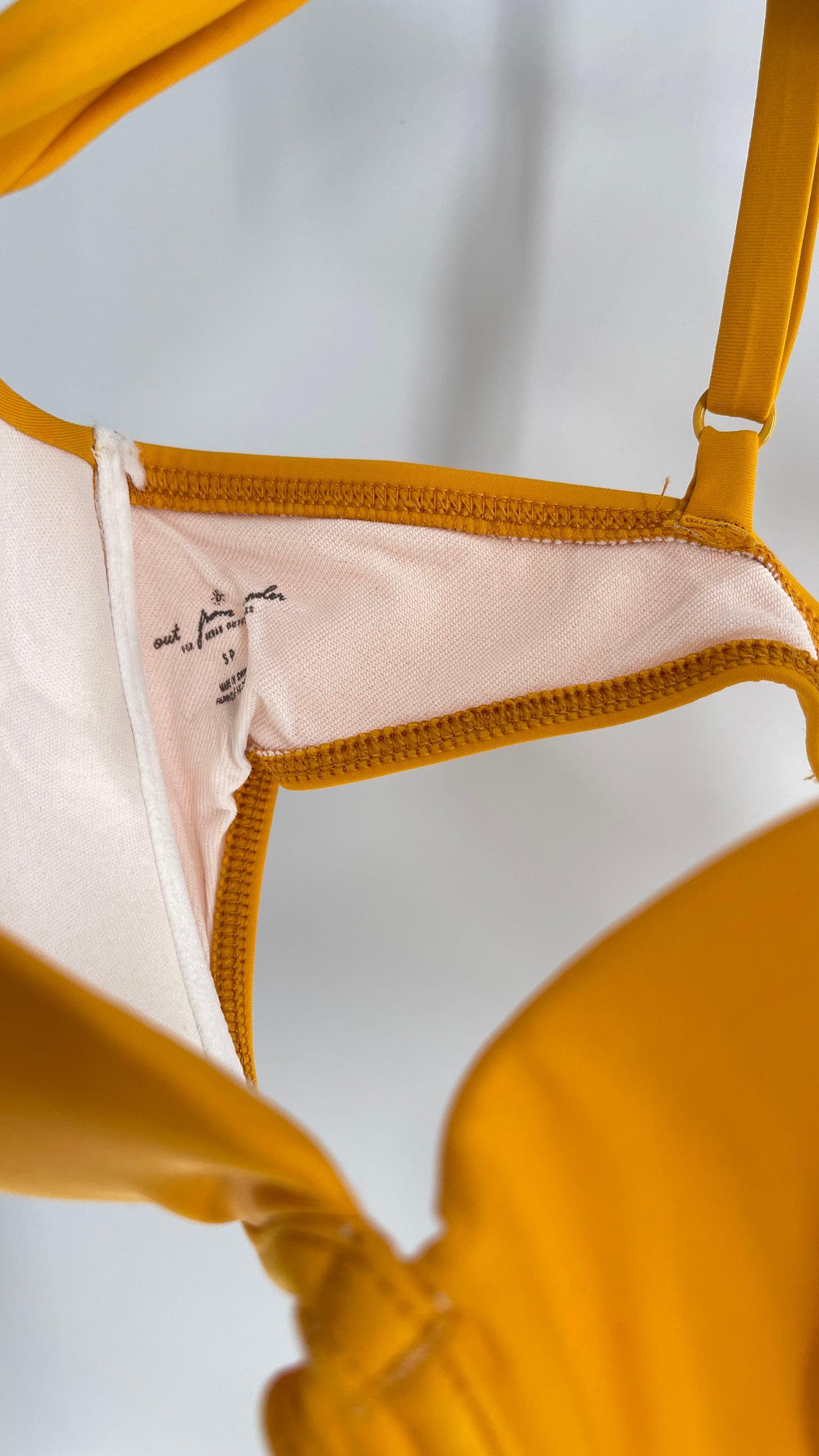 Out From Under Yellow Underwire Ruched Cup Pleated Strap (Small)