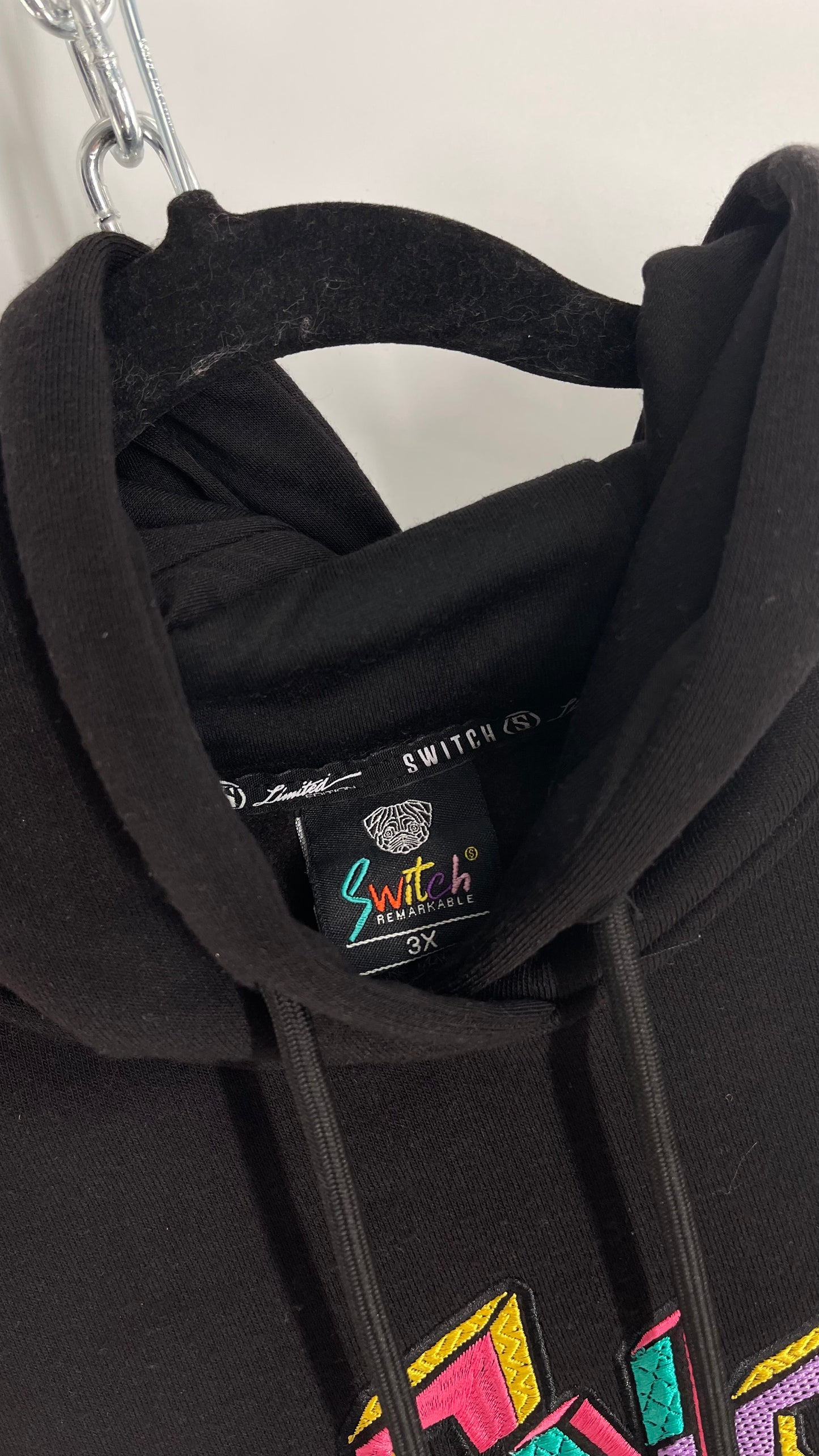 Switch Remarkable 80s Color Block Embroidered Hoodie with Tags (XXXL)