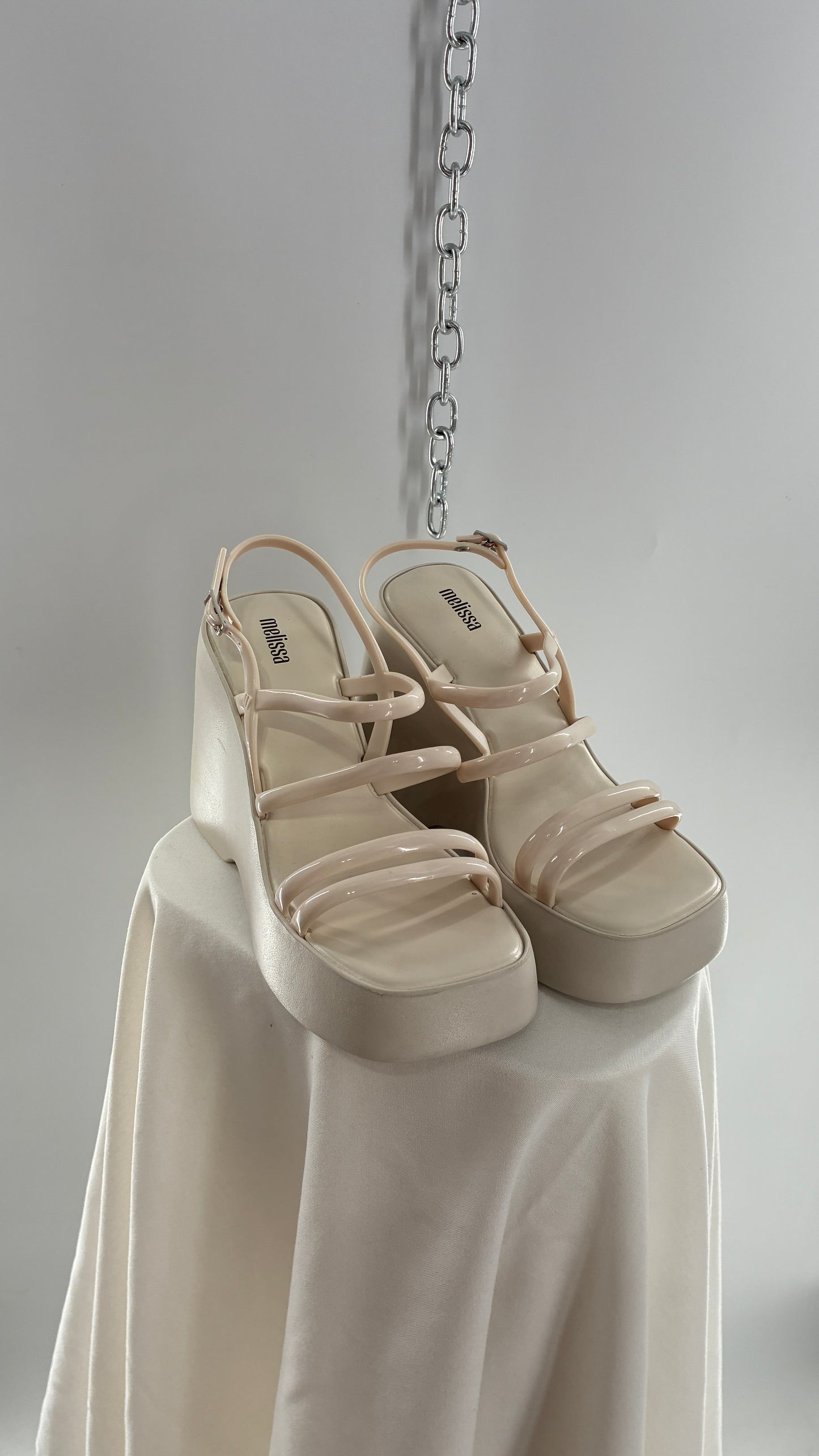 MELISSA Jelly Jessie Beige Chunky Wedge Platform Sandal (10)