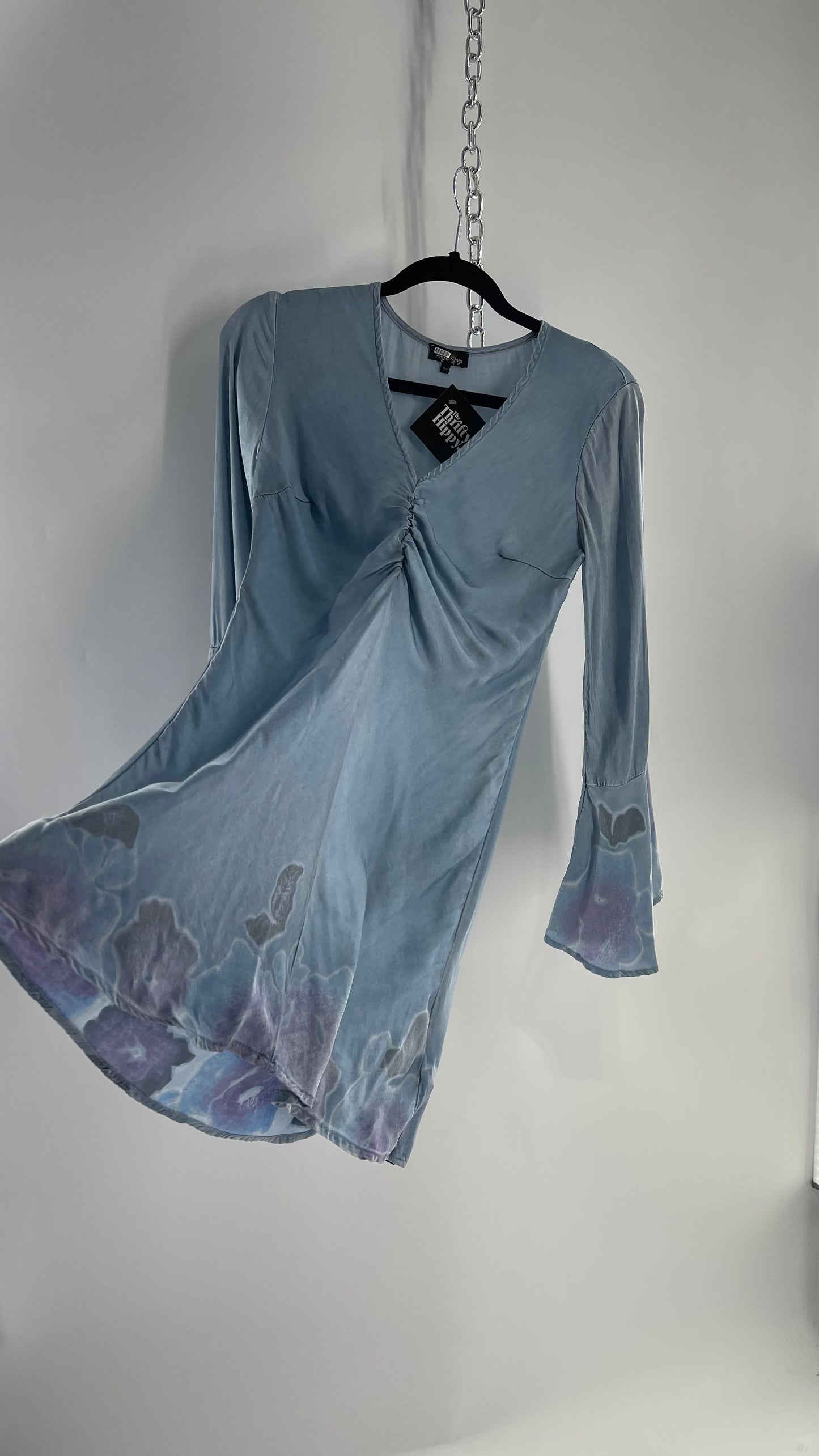 Rays for Days Powder Blue Silky Bell Sleeve Dress (XS)
